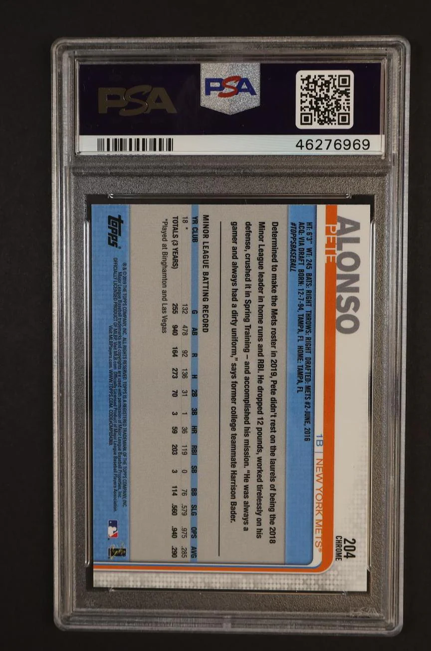 2019 Topps Chrome Negative Refractor Pete Alonso #204 PSA 9 - Image 2