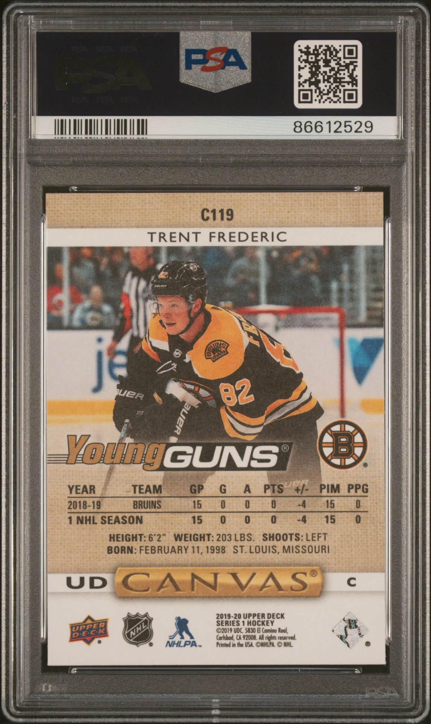 2019 Upper Deck Canvas Trent Frederic #C119 PSA 10 - Image 2
