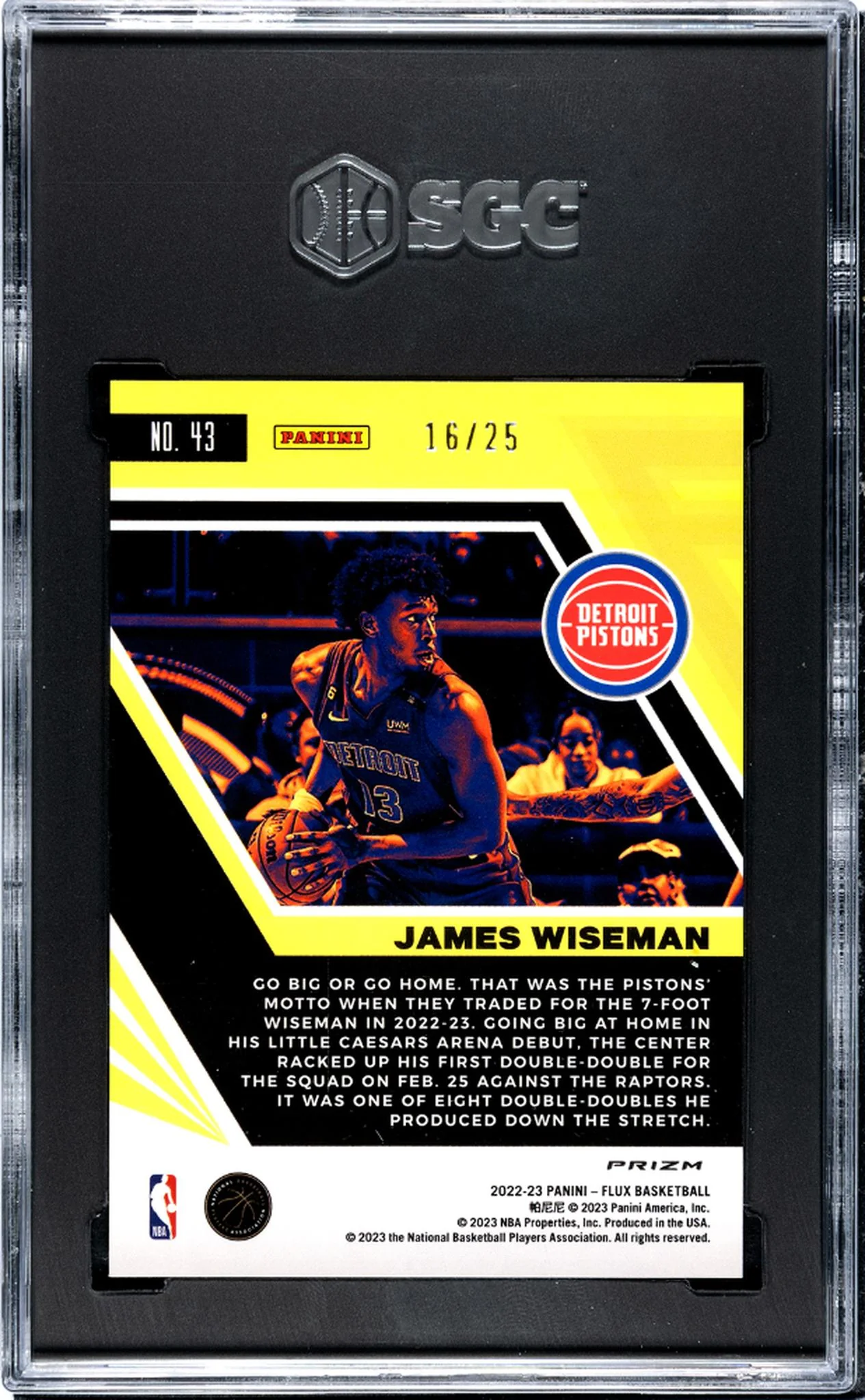 2020-21 Panini Flux Blue Cracked Ice James Wiseman #204 /25 SGC 9.5 - Image 2