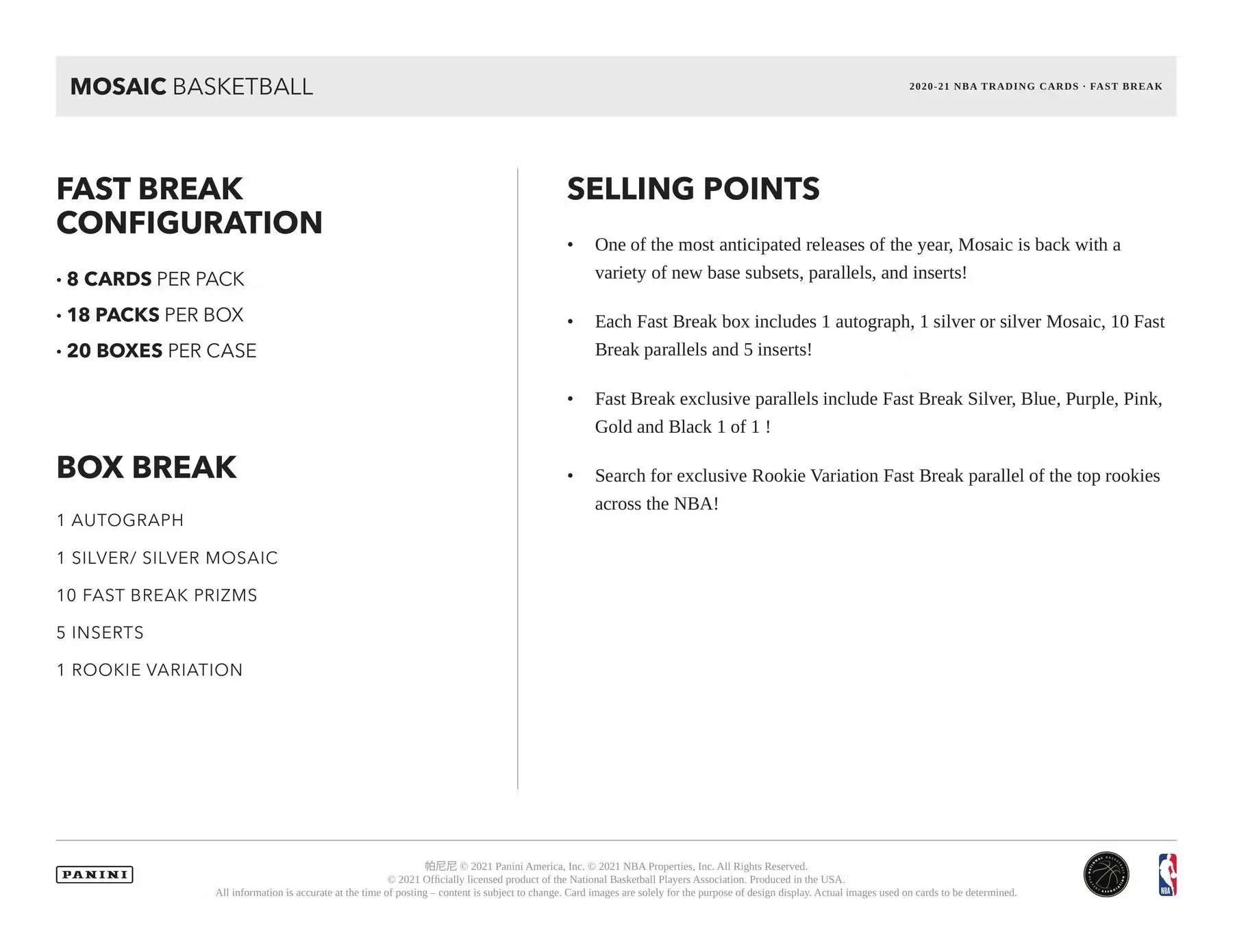 2020-21 Panini Mosaic Basketball Fast Break Box - Image 4