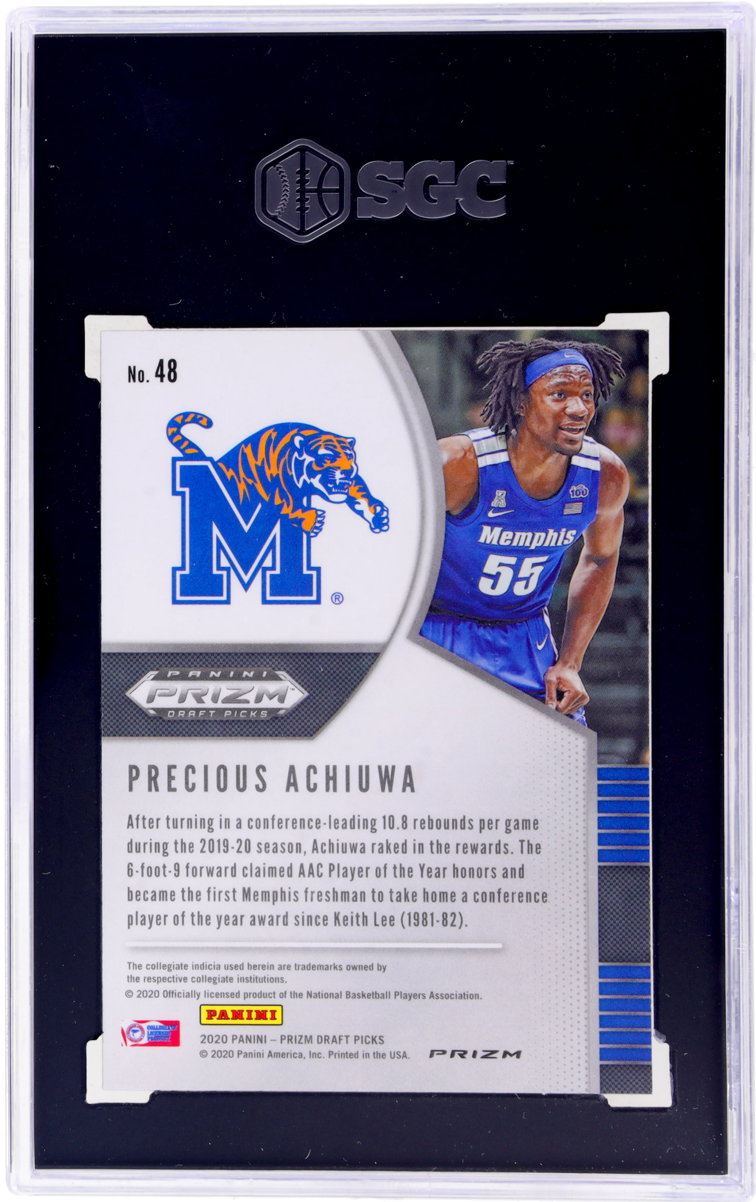2020 Panini Prizm DP Tiger Stripe Precious Achiuwa #48 SGC 9.5 RC - Image 2