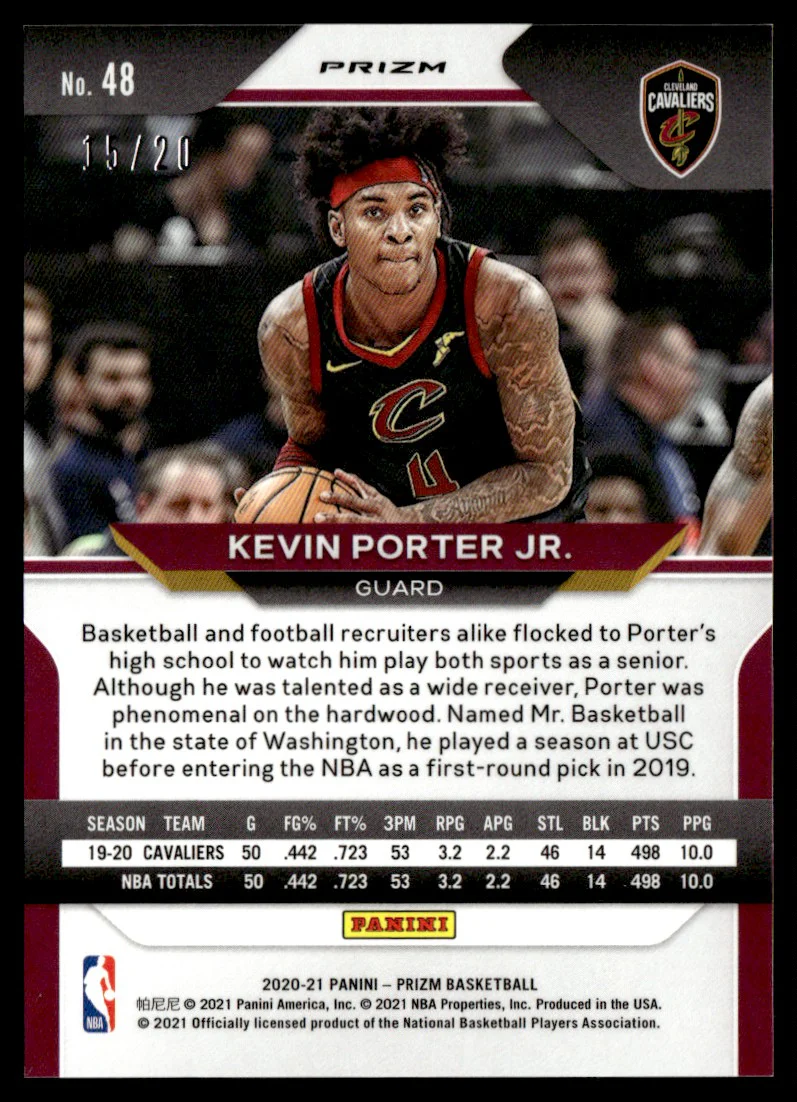2020-21 Panini Prizm Fast Break Bronze Kevin Porter Jr. #48 /20 - Image 2