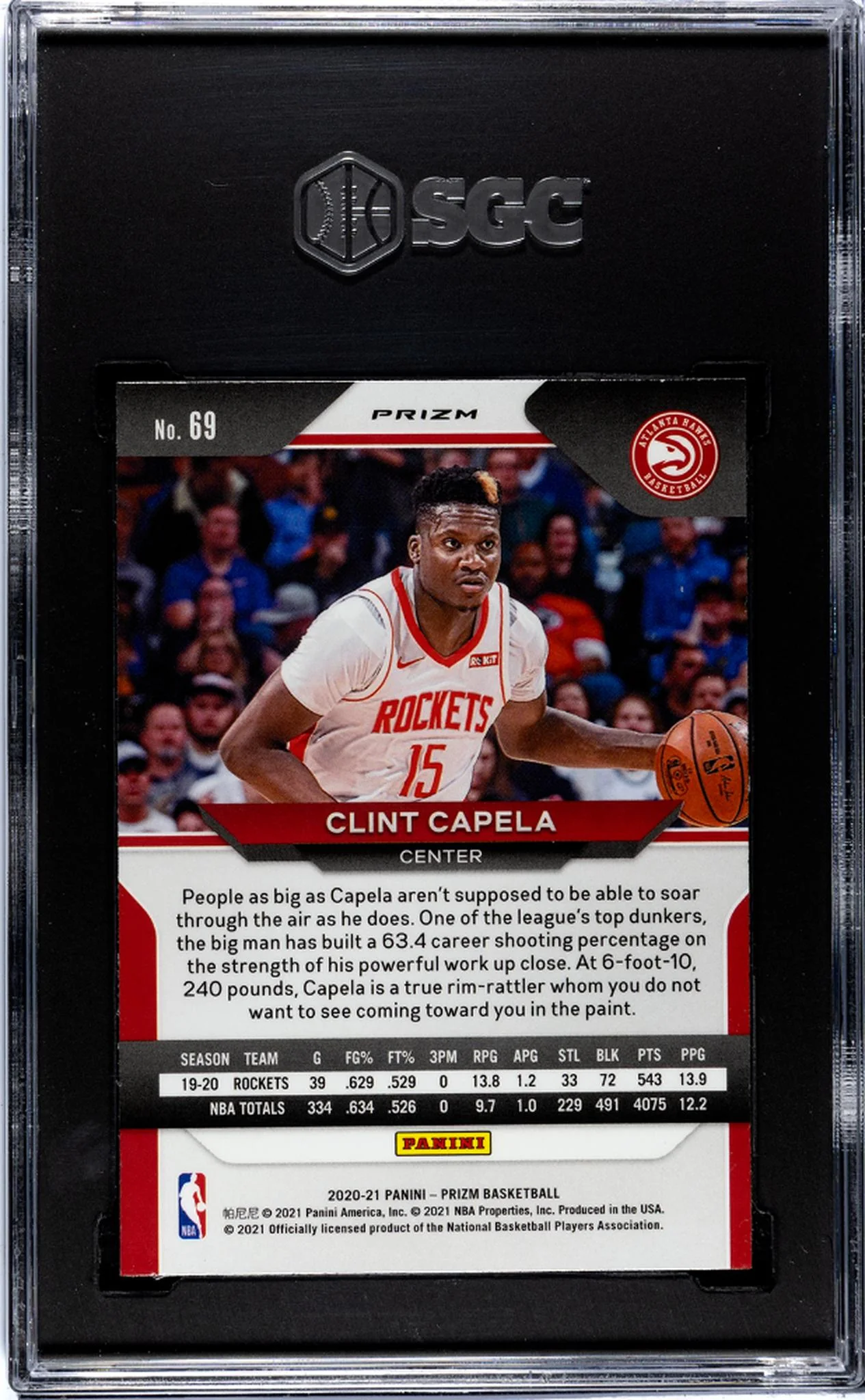 2020-21 Panini Prizm Red/White/Blue Clint Capela #69 SGC 9.5 - Image 2