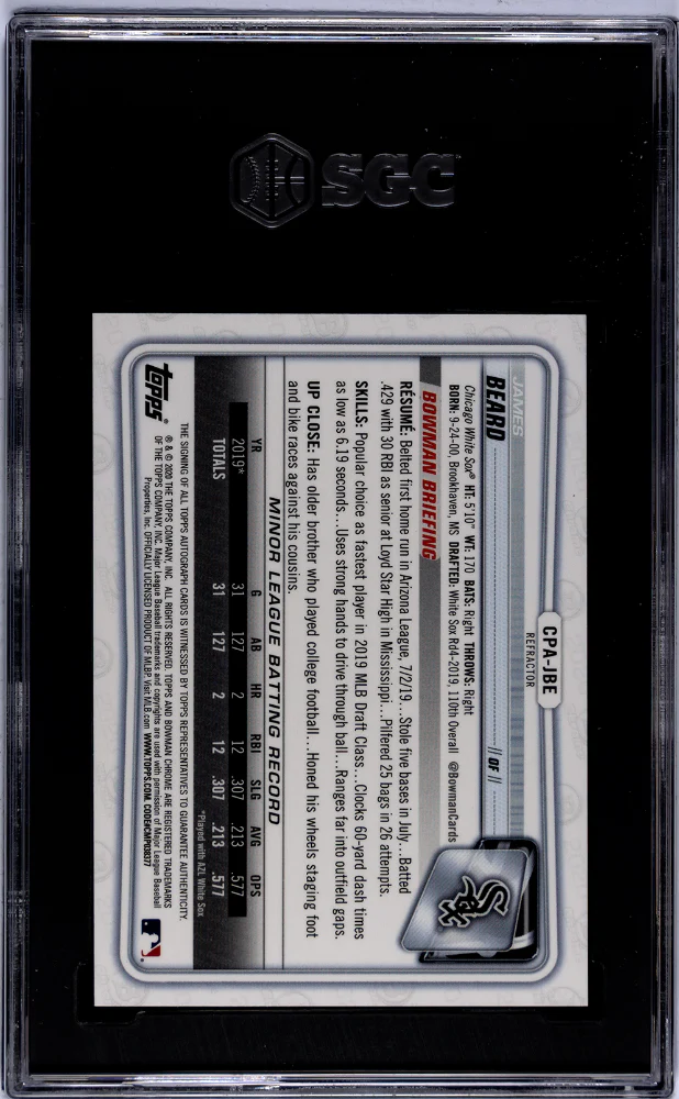 2020 Bowman Chrome Refractor James Beard #CPA-JBE Auto /499 SGC 9.5 Auto 10 - Image 2