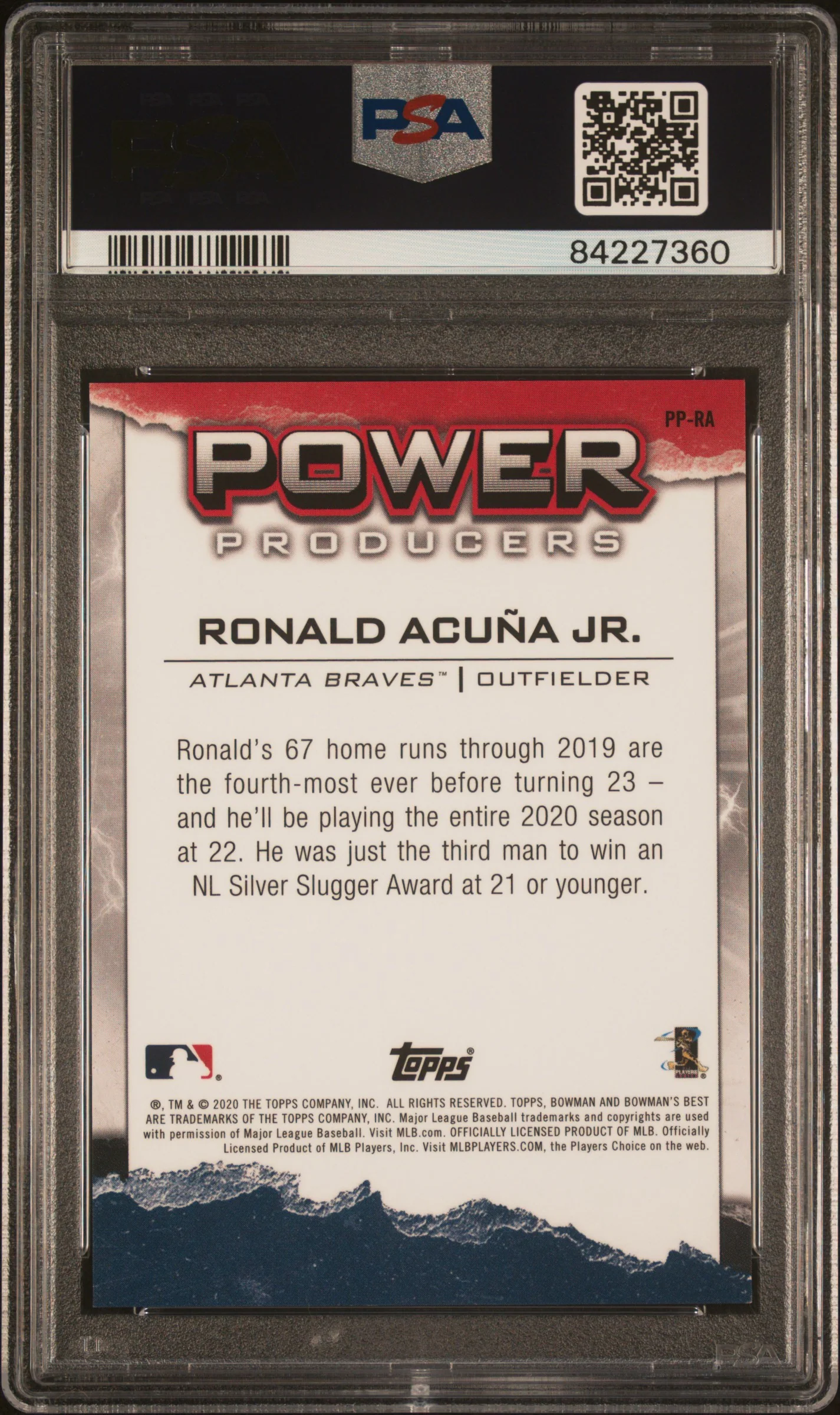 2020 Bowman's Best Gold Refractor Ronald Acuna Jr. #PPRA /50 PSA 10 - Image 2