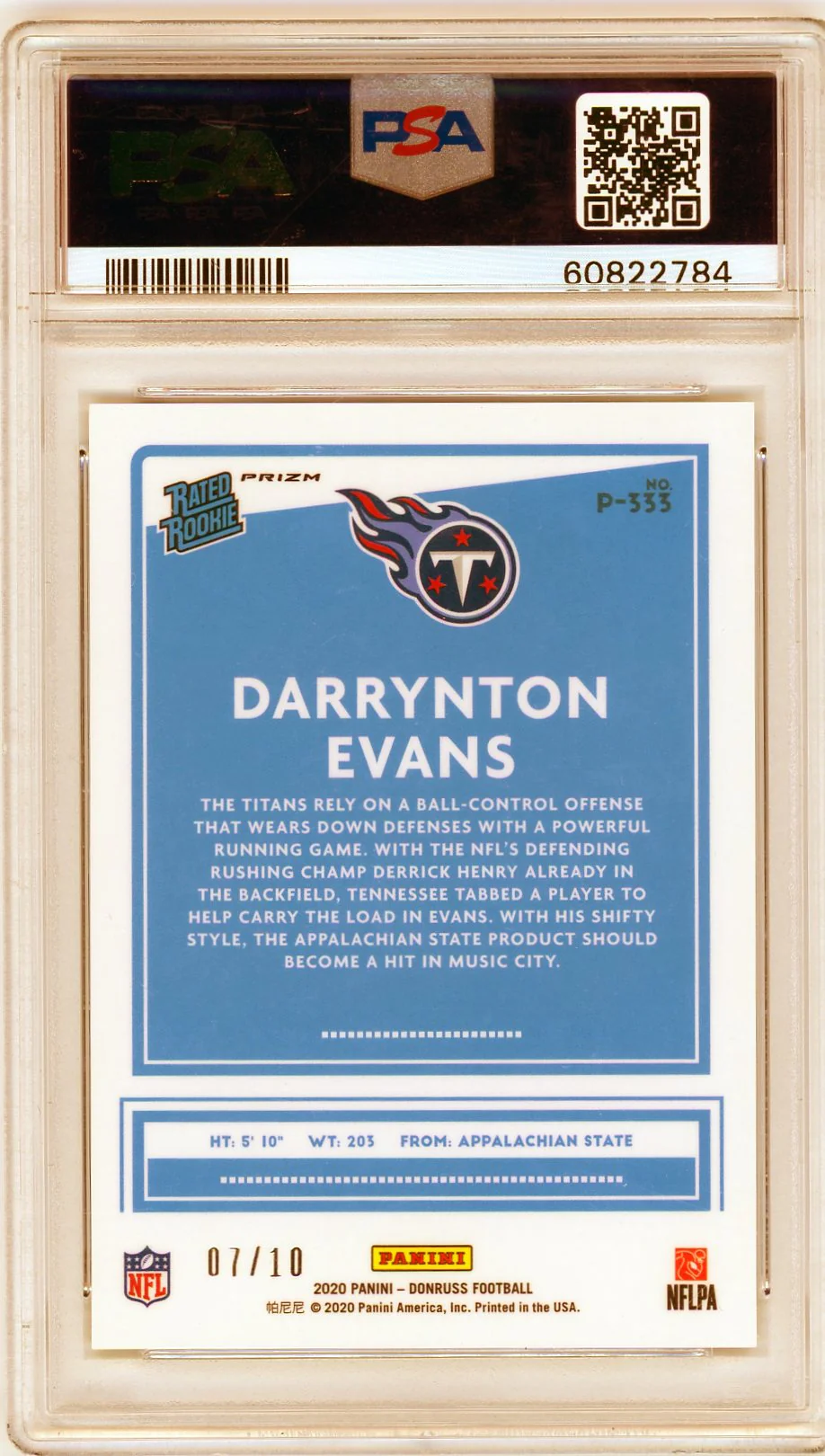 2020 Donruss Optic #333 Darrynton Evans Gold Preview /10 PSA 10 - Image 2