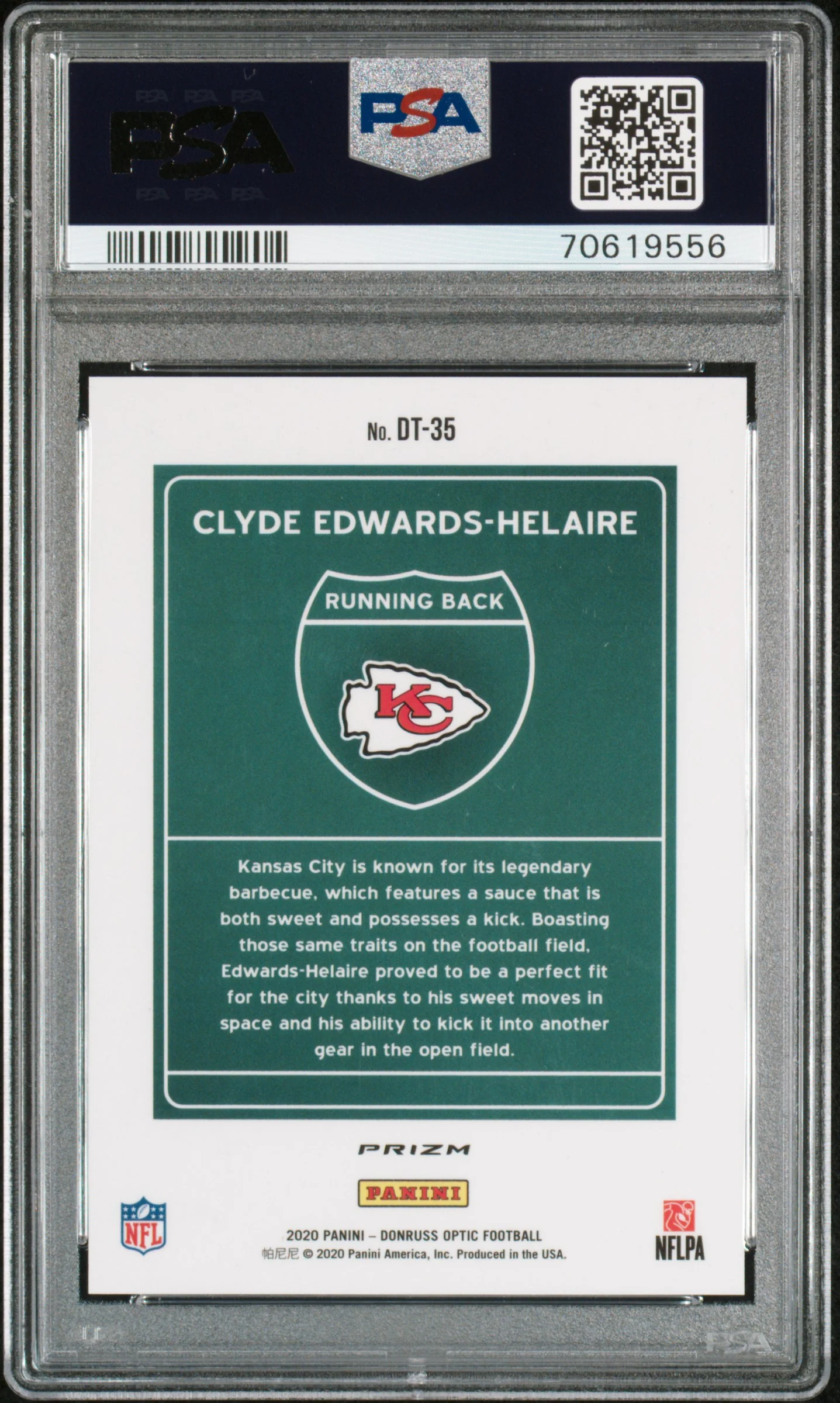 2020 Donruss Optic Downtown Prizm Clyde Edwards-Helaire #35 PSA 10 - Image 2
