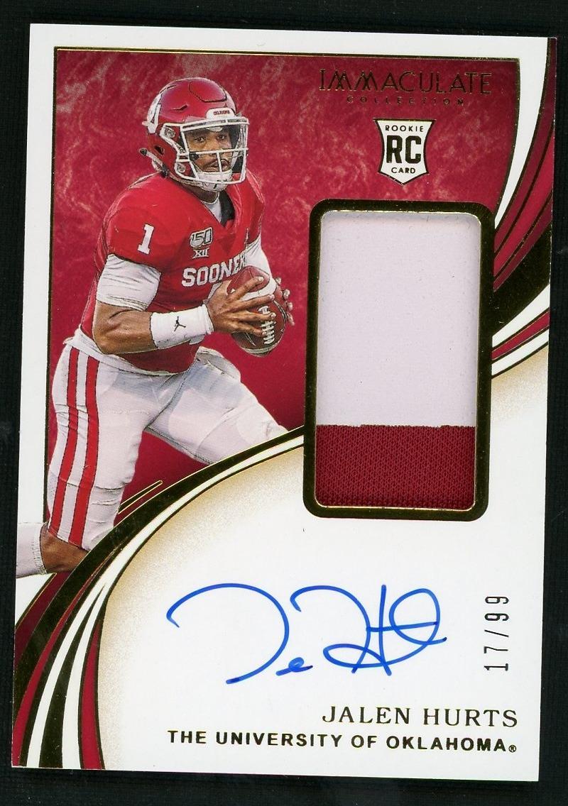2020 Immaculate Collection Collegiate Jalen Hurts Rookie Patch Auto /99