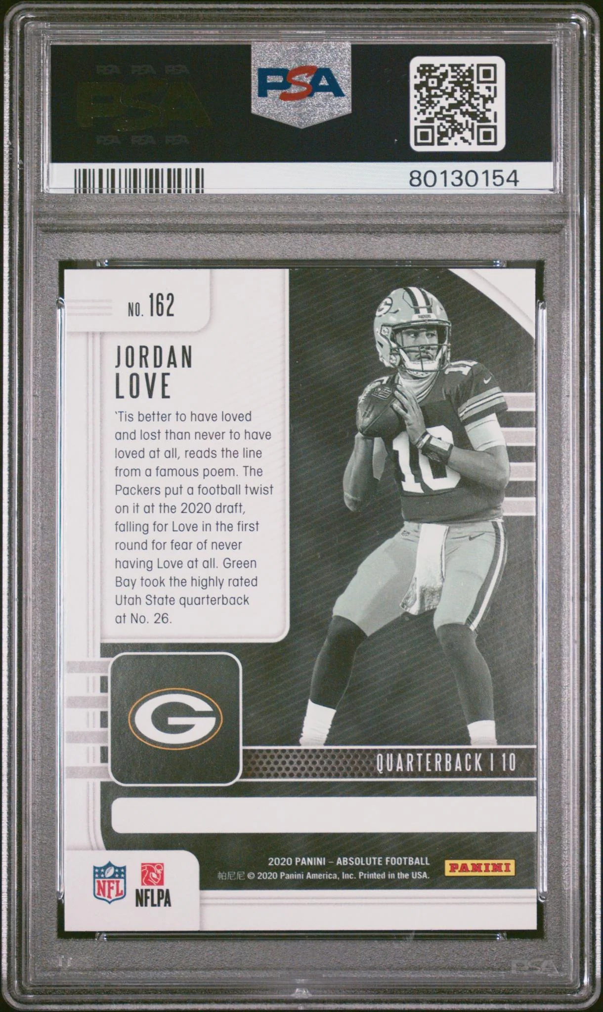2020 Panini Absolute Jordan Love #162 PSA 10 - Image 2