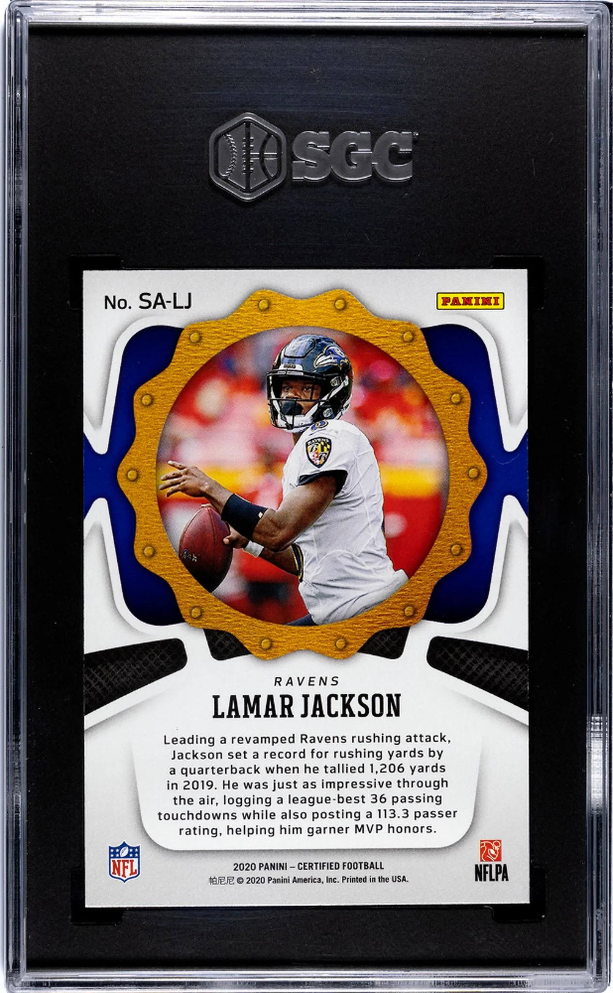 2020 Panini Certified #SA-LJ Lamar Jackson Seal Of Approval SGC 10 - Image 2