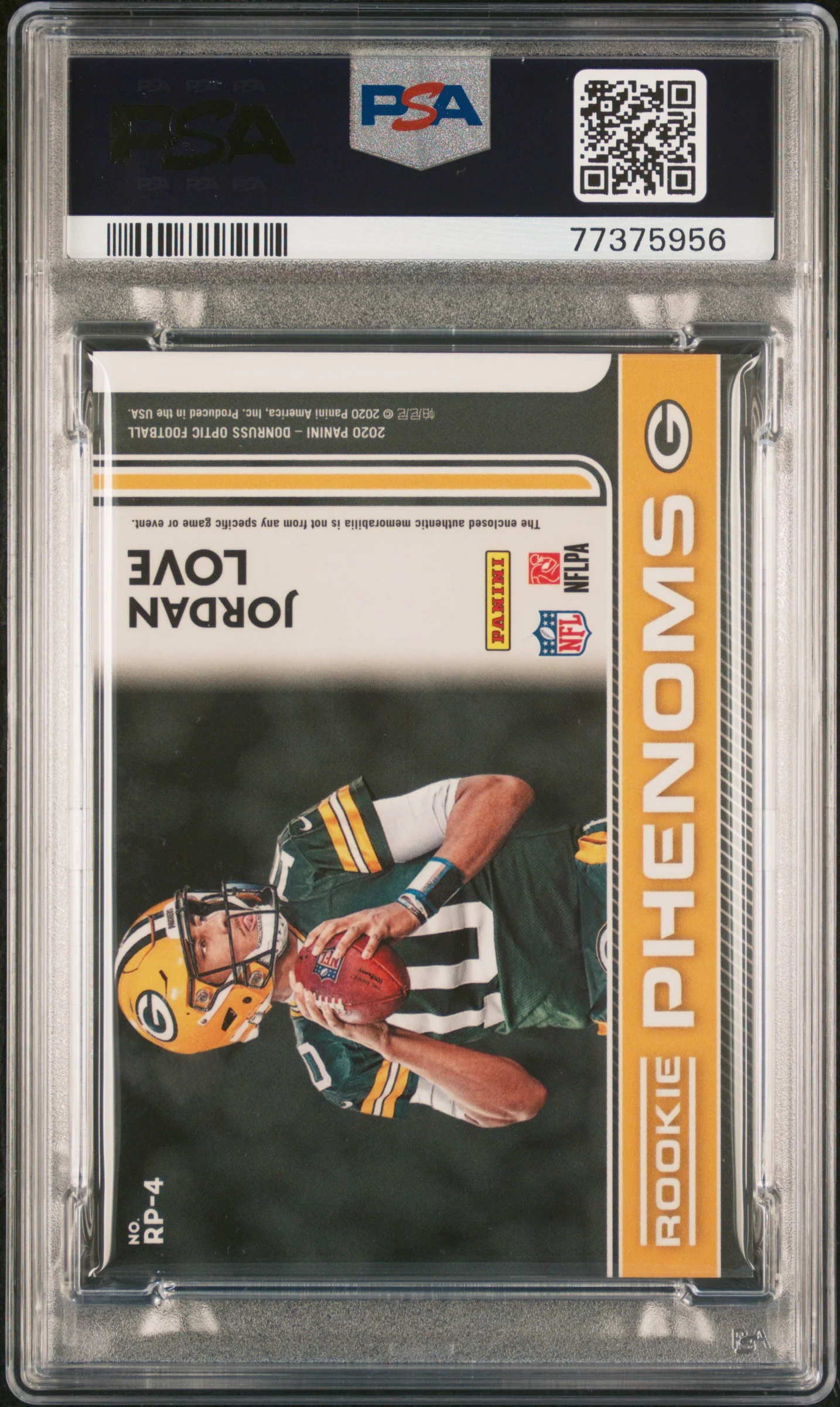 2020 Panini Donruss Optic Rookie Phenoms Memorabilia Horizontal Jordan Love #4 PSA 9 - Image 2