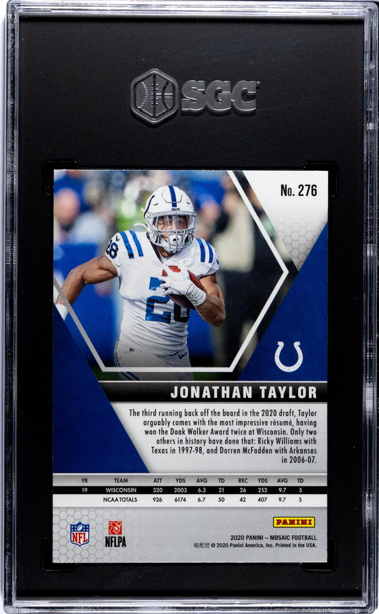 2020 Panini Mosaic #276 Jonathan Taylor Nfl Debut SGC 10 - Image 2