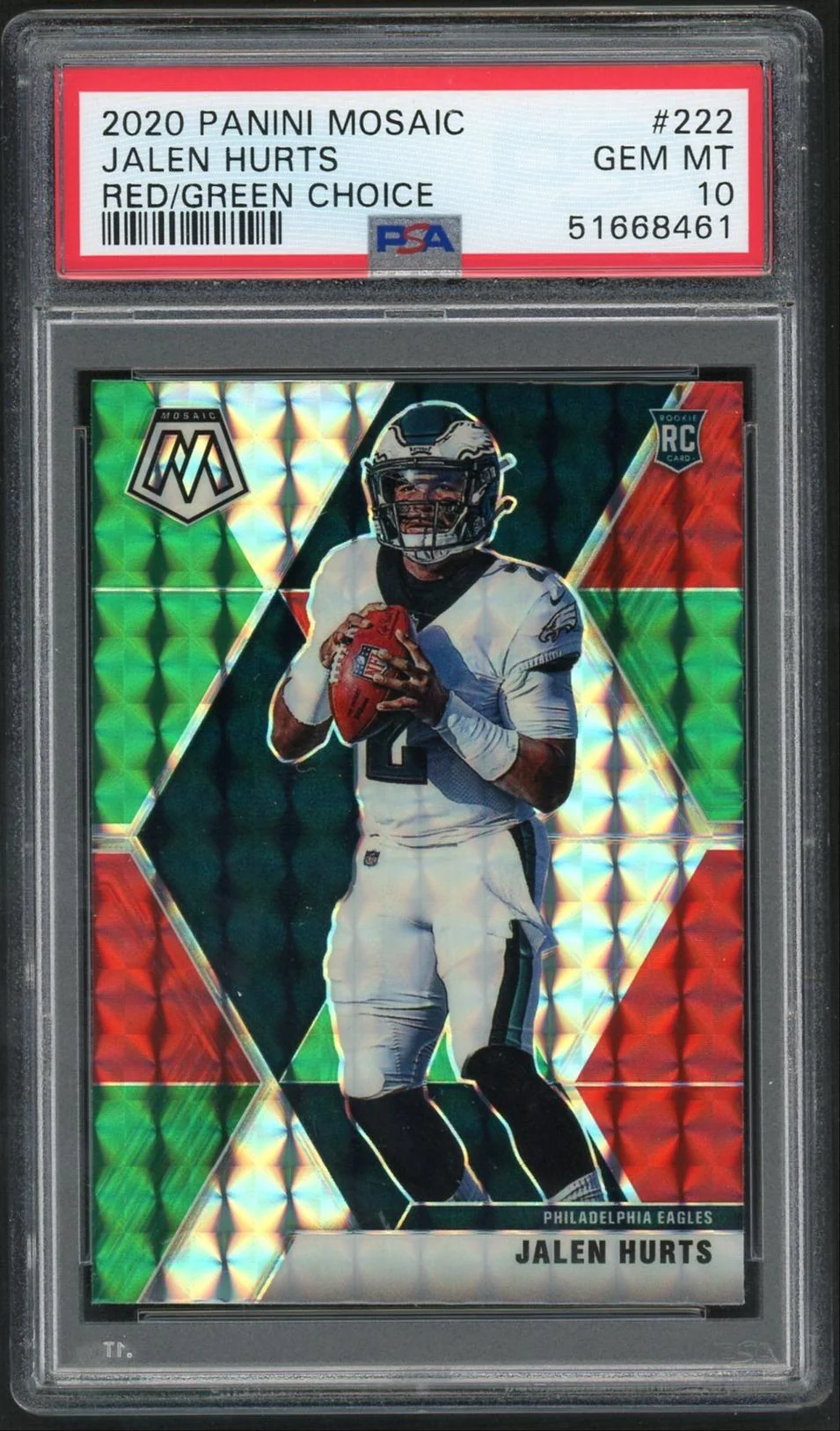 2020 Panini Mosaic Choice Red/Green Mosaic Jalen Hurts #222 PSA 10 - Image 2