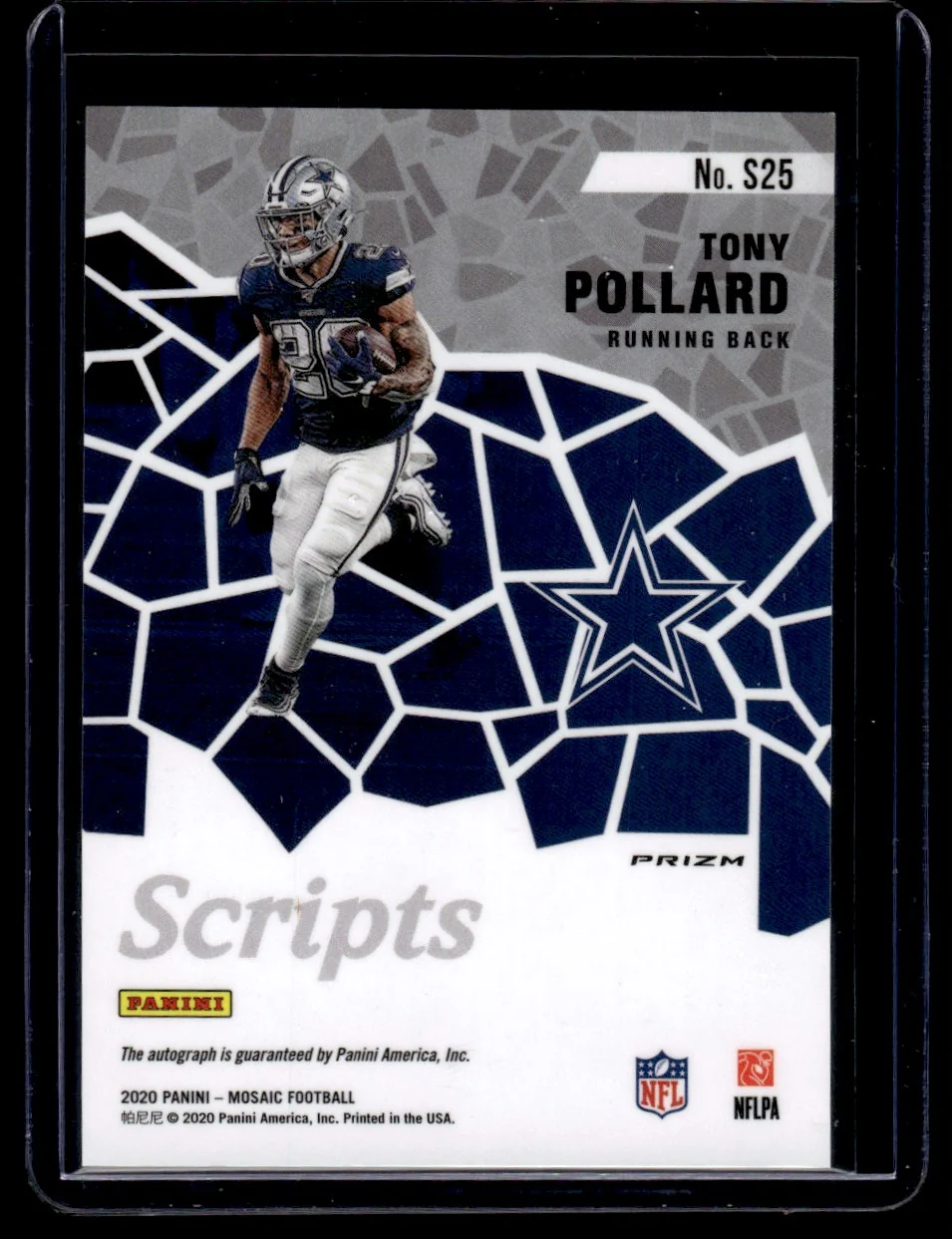 2020 Panini Mosaic Scripts Prizm Tony Pollard #S25 Auto - Image 2