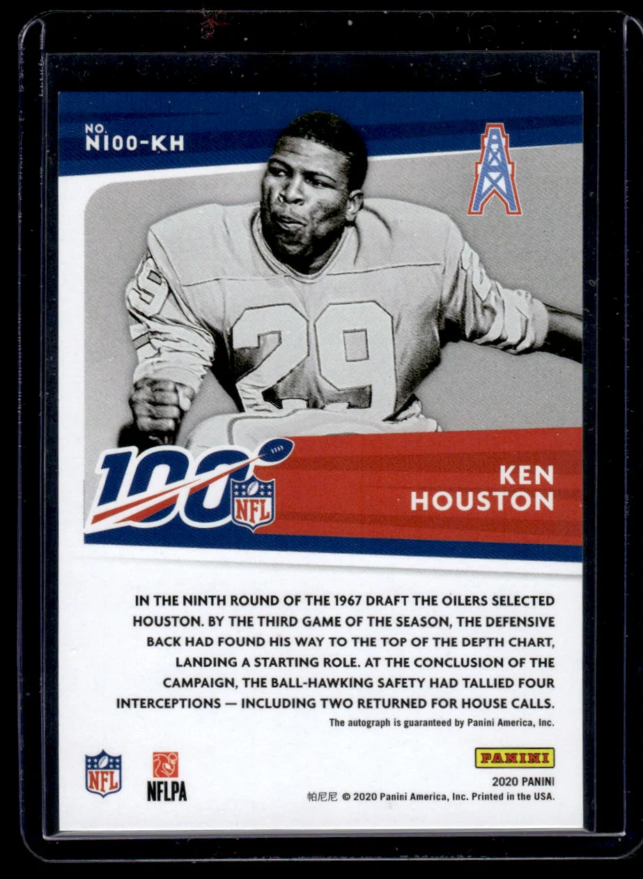 2020 Panini NFL 100 Ken Houston #N100-KH Auto - Image 2