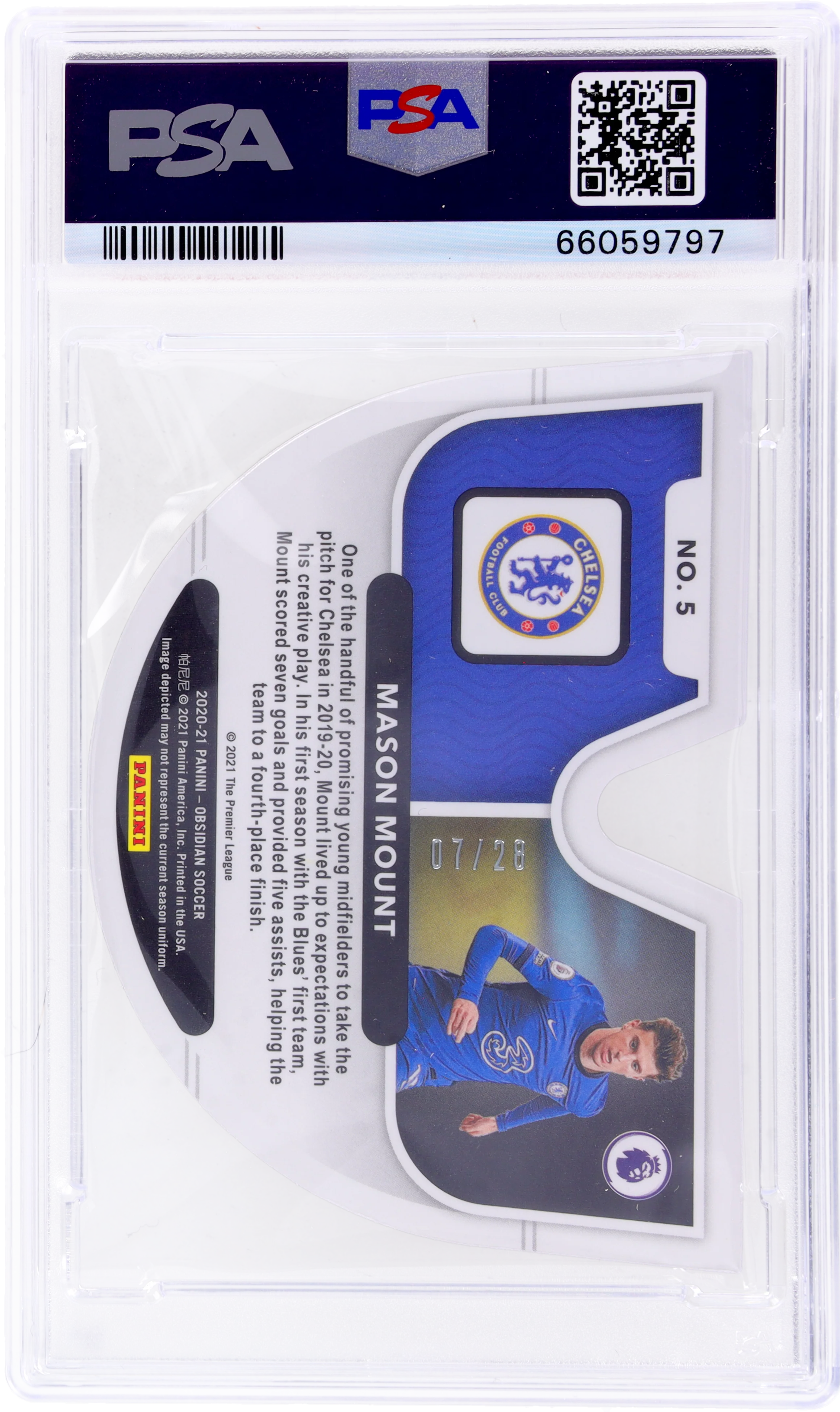 2020 Panini Obsidian Vitreous Red Pulsar Mason Mount #5 /28 PSA 10 - Image 2