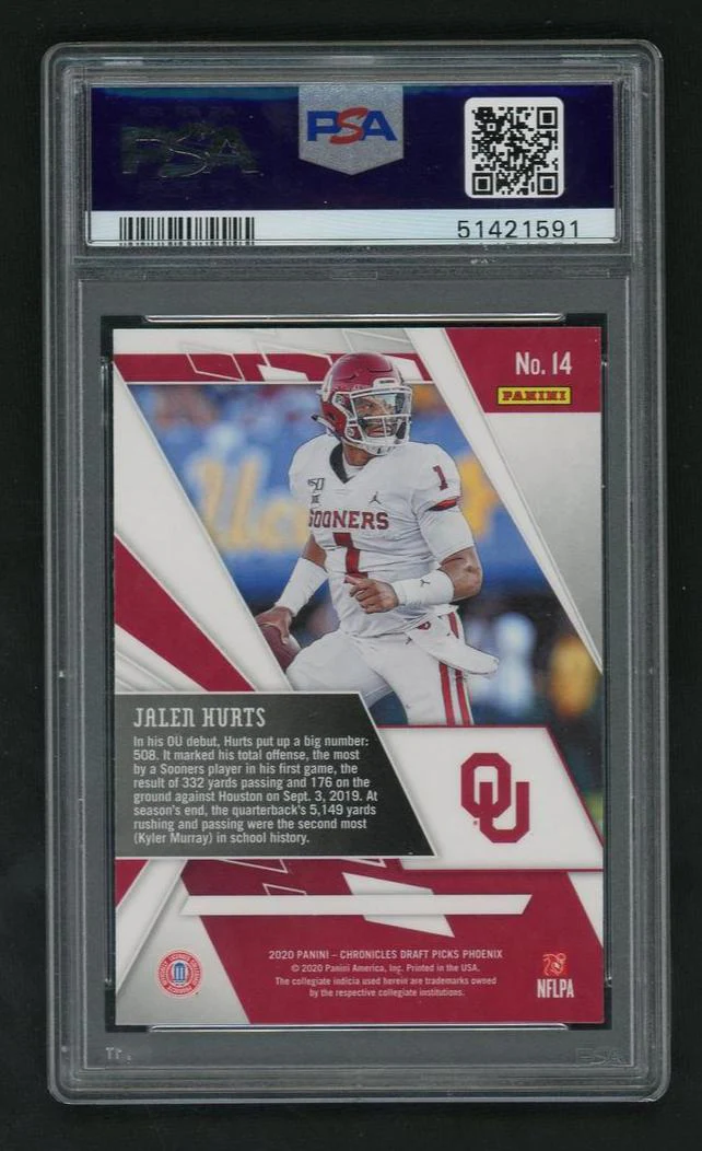 2020 Panini Phoenix Draft Picks Jalen Hurts #14 PSA 10 - Image 2