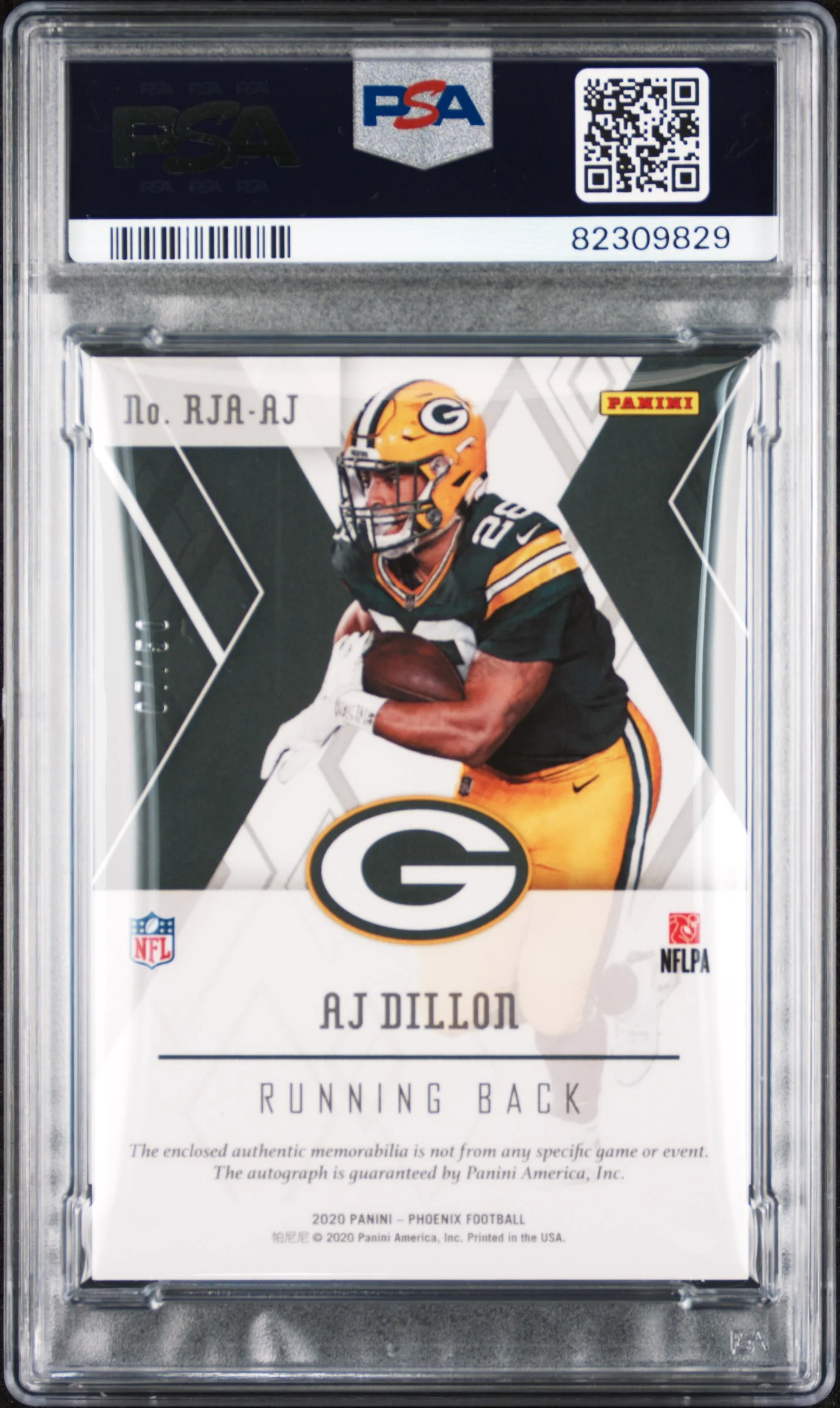 2020 Panini Phoenix Rps Rookie Auto Jersey Prime Blue Aj Dillon #AJ PSA 10 - Image 2