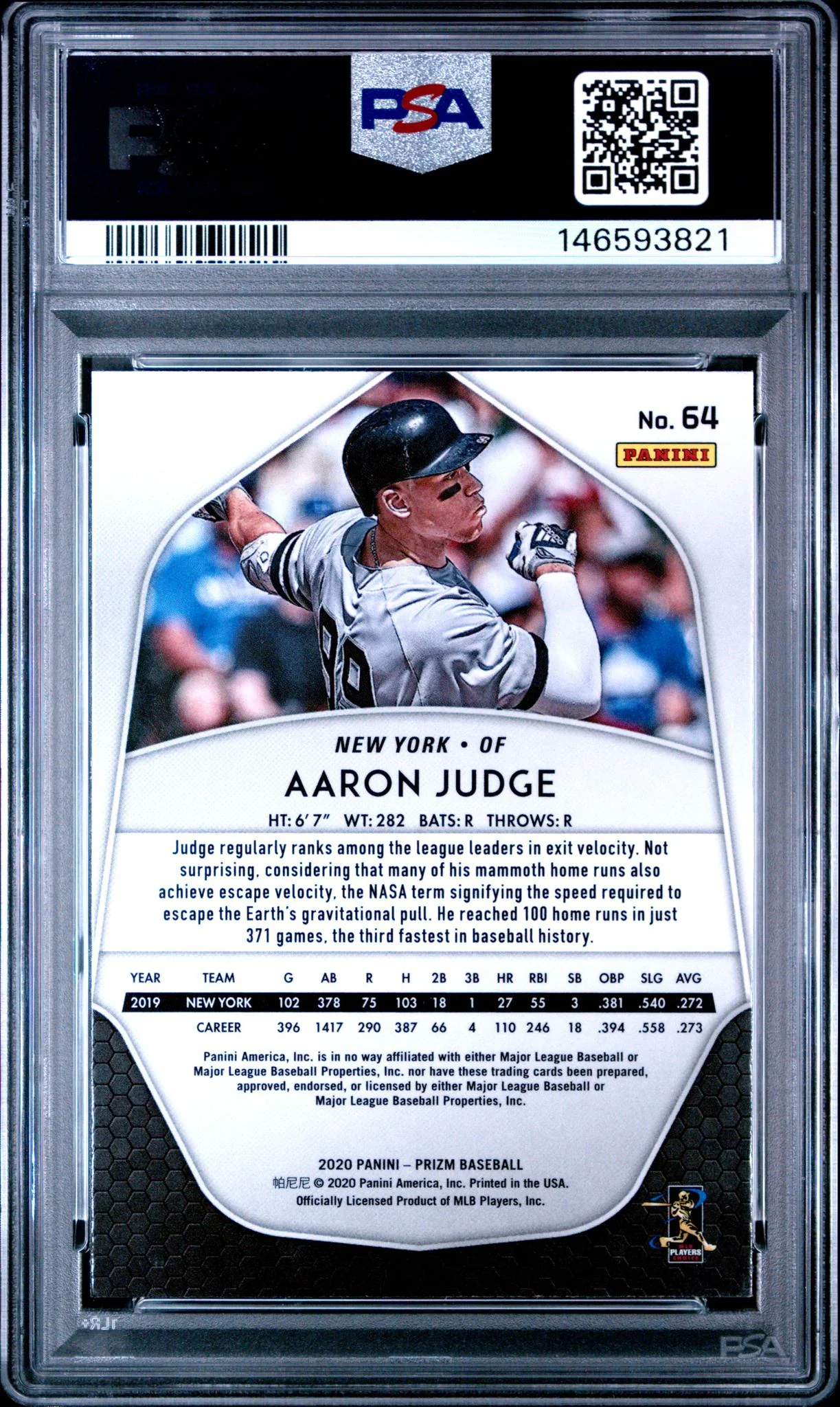 2020 Panini Prizm Aaron Judge #64 PSA 9 - Image 2