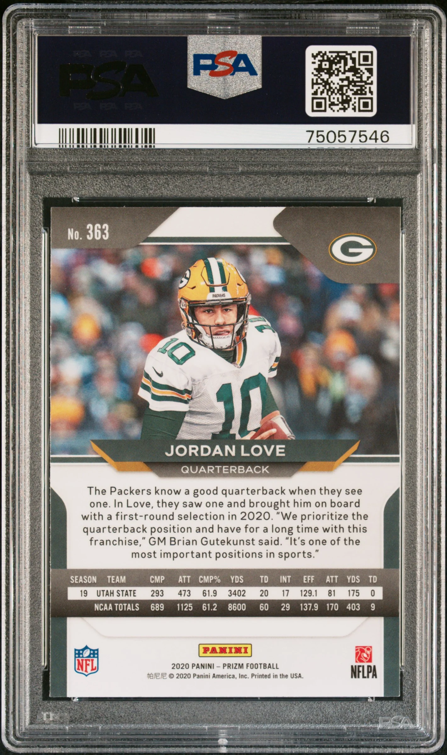 2020 Panini Prizm Jordan Love #363A PSA 10 - Image 2