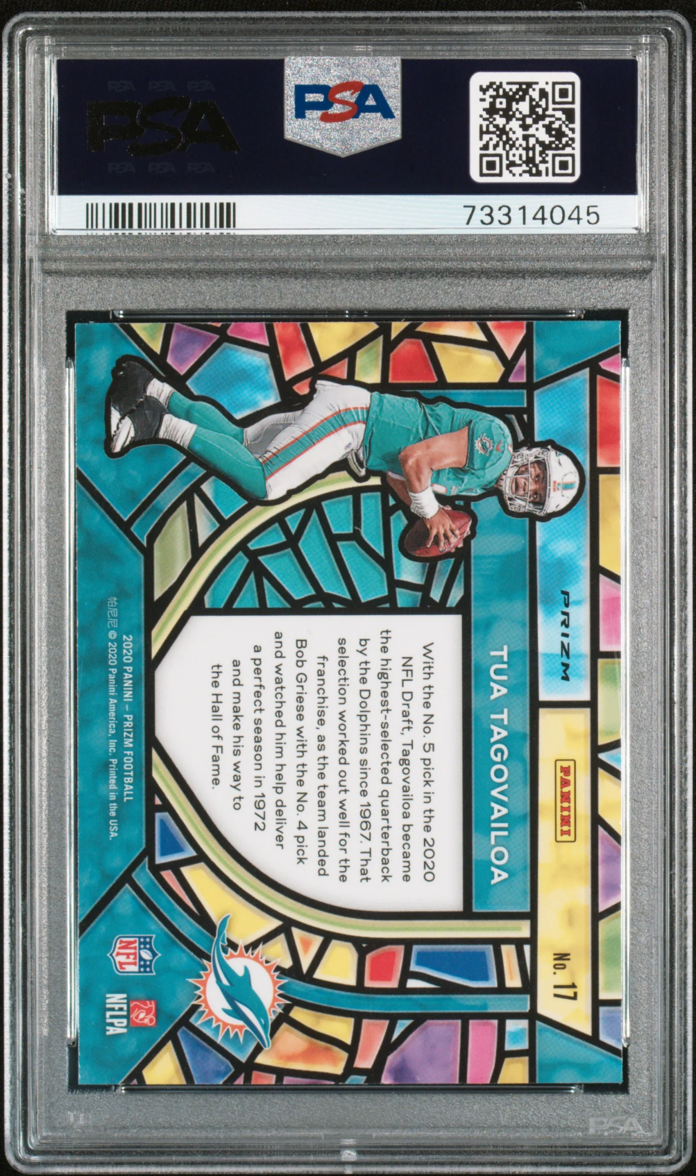 2020 Panini Prizm Stained Glass Prizm Tua Tagovailoa #17 PSA 10 - Image 2