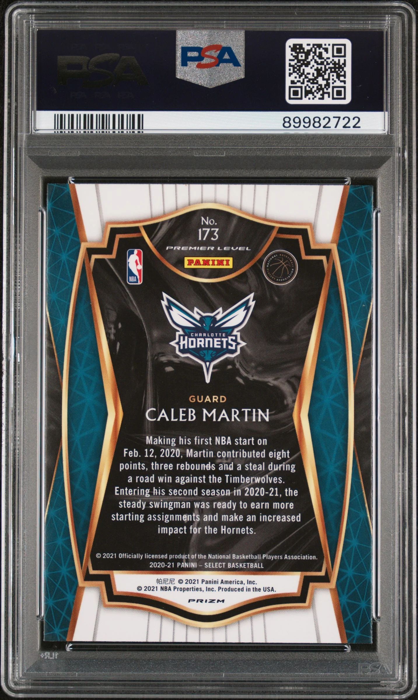 2020 Panini Select Elephant Prizm Caleb Martin #173 RC Premier Level PSA 10 - Image 2
