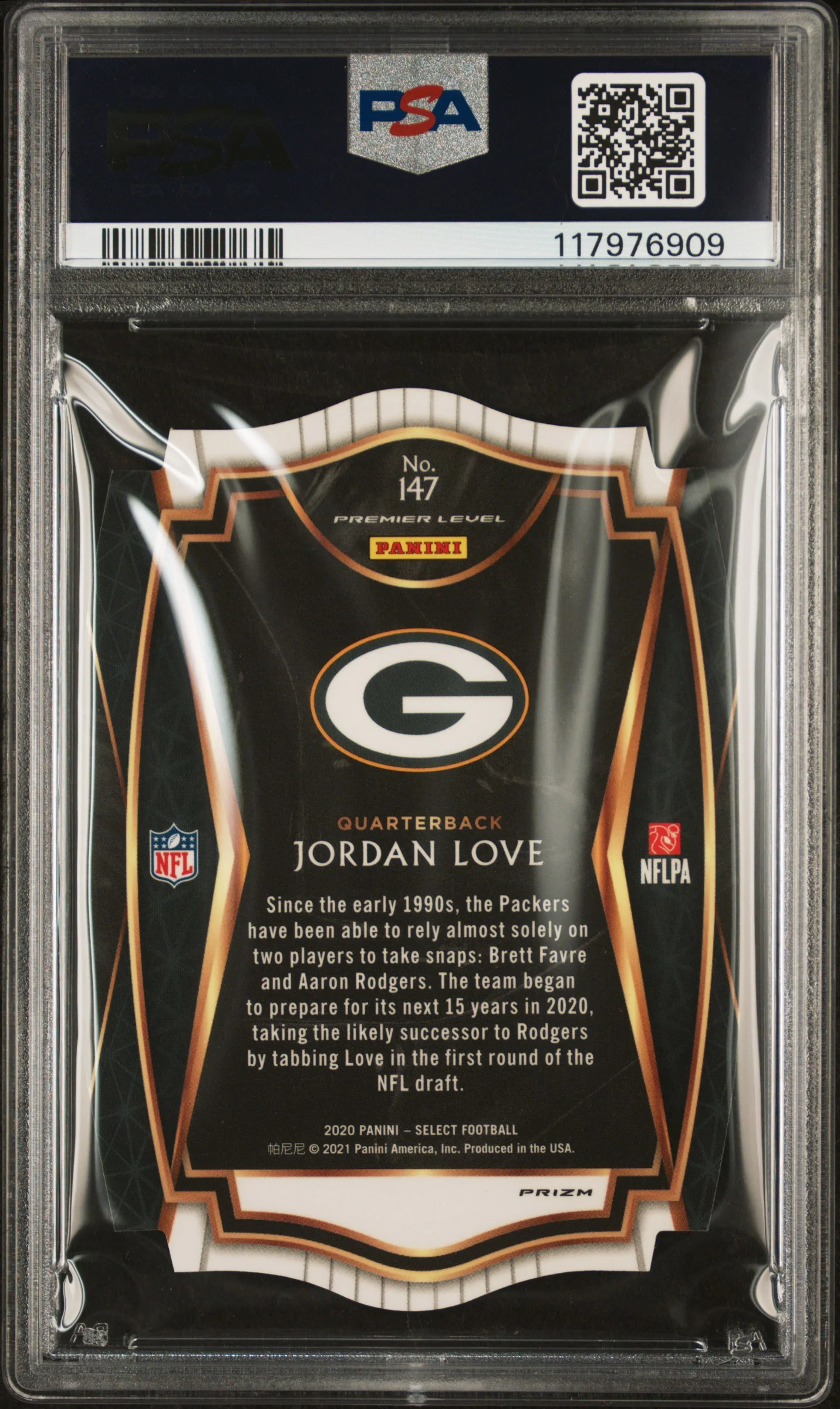 2020 Panini Select Prizm White Die Cut Jordan Love #147 PSA 9 - Image 2