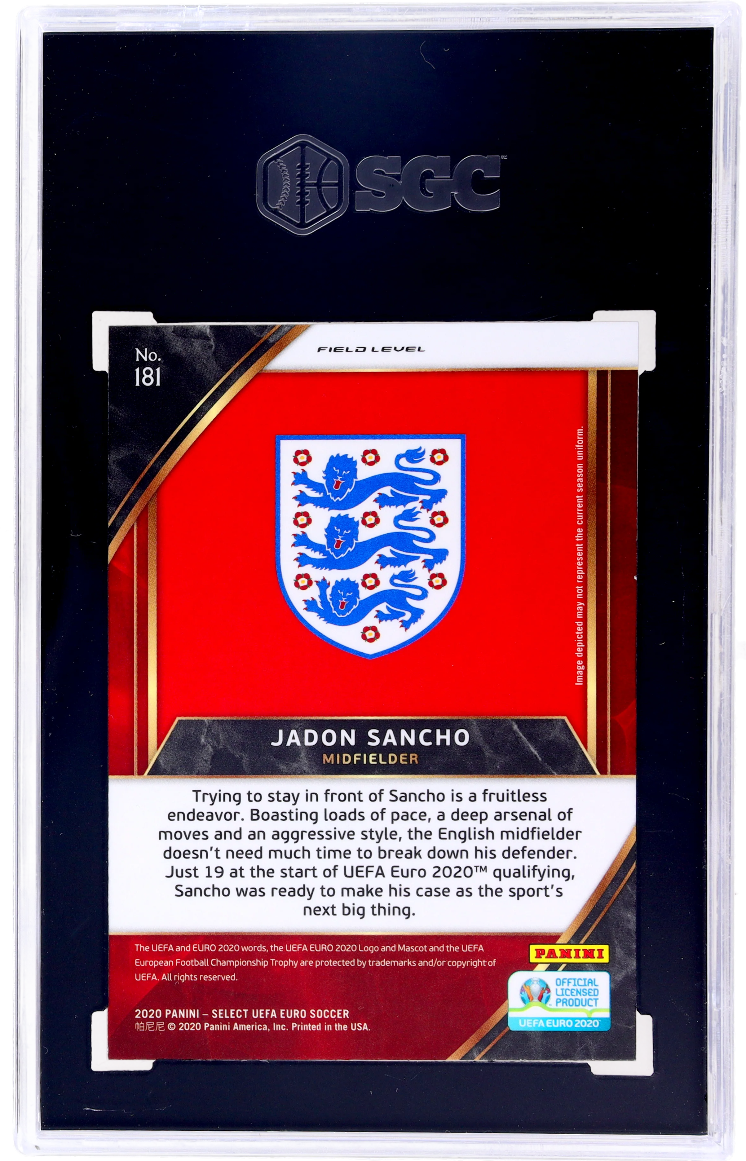 2020 Panini Select UEFA Euro Nameplate Variation Jadon Sancho #181 SGC 9 - Image 2