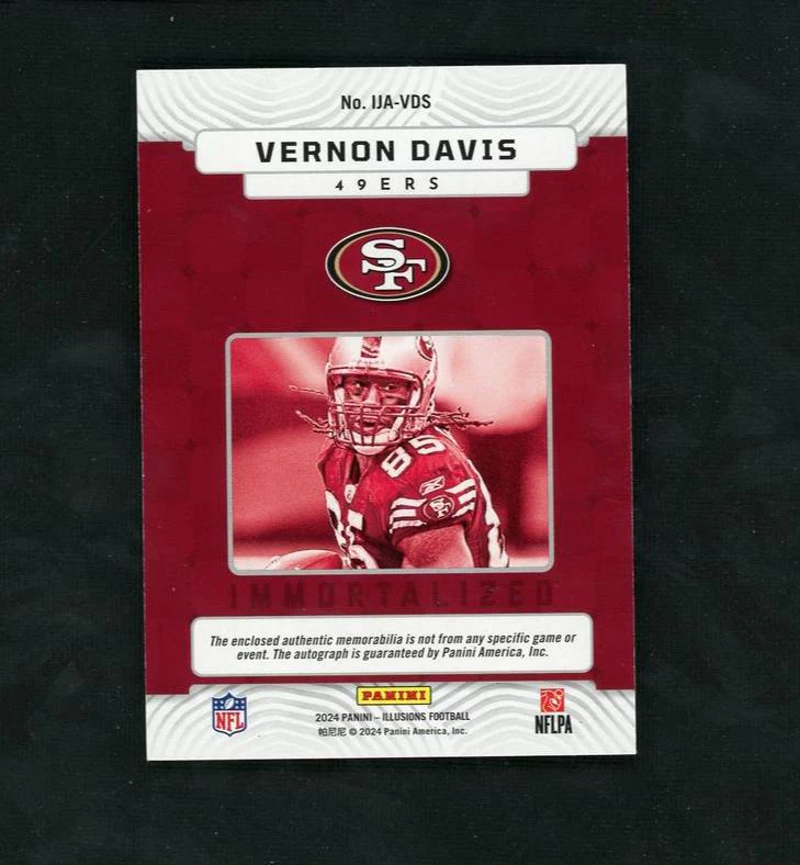 2020 Panini Spectra #IJ-VDS Vernon Davis Immortalized Auto /199 - Image 2