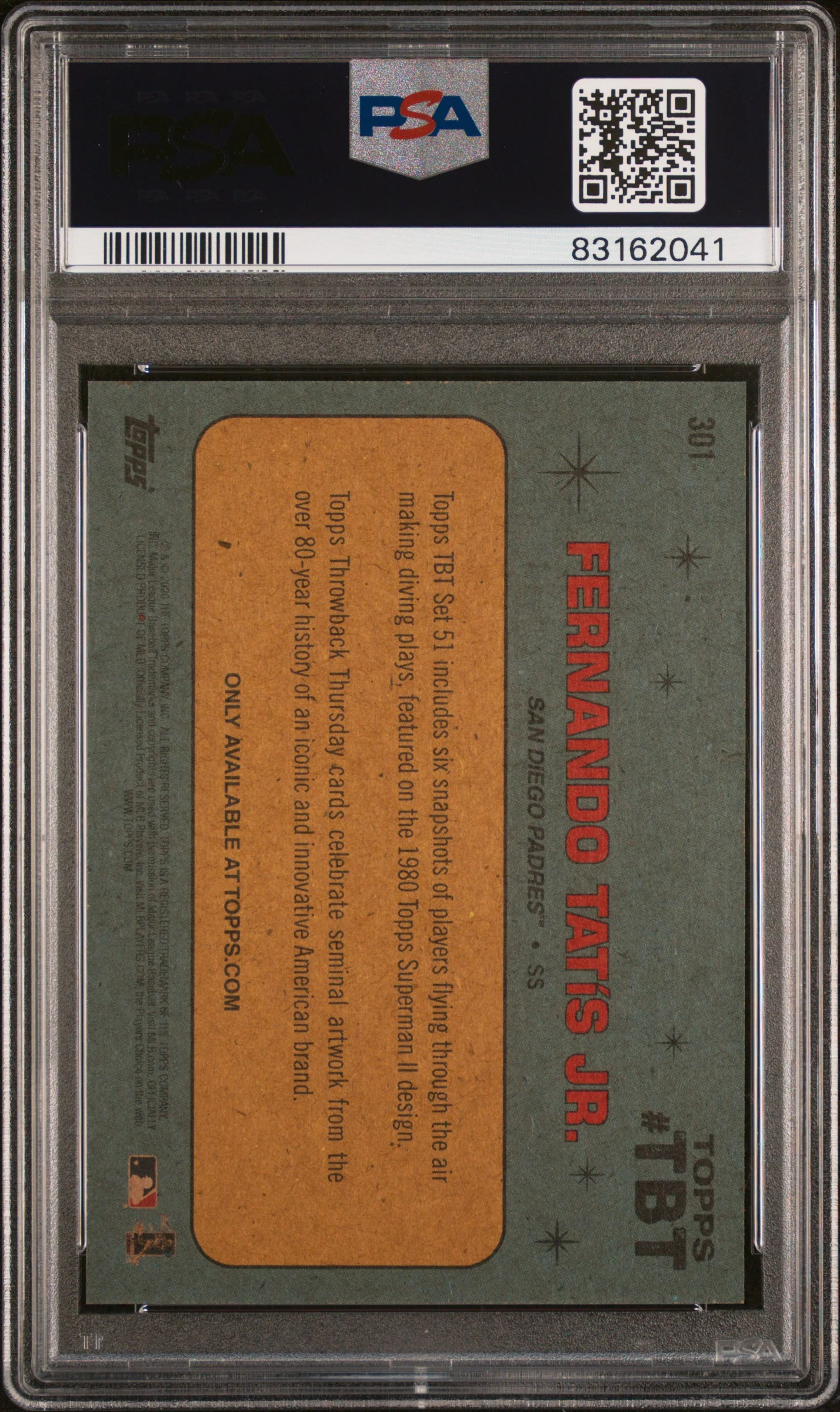 2020 Topps Throwback Thursday Fernando Tatis Jr. #301 PSA 10 - Image 2
