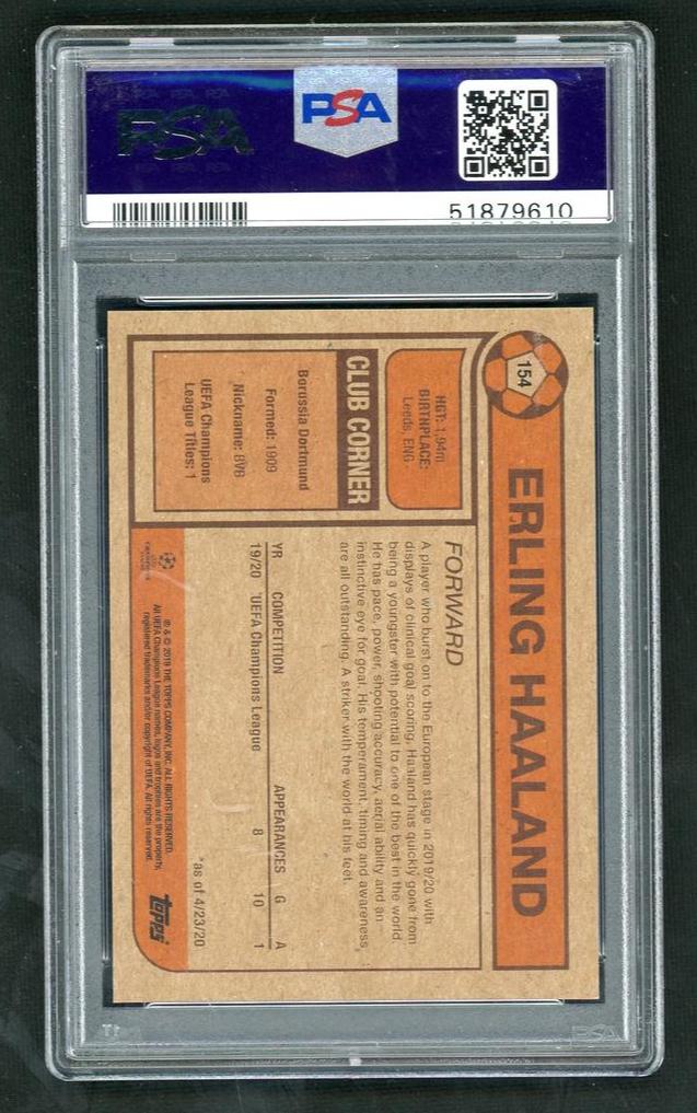 2020 Topps Living UEFA Champions League Erling Haaland #154 /1988 PSA 10 - Image 2