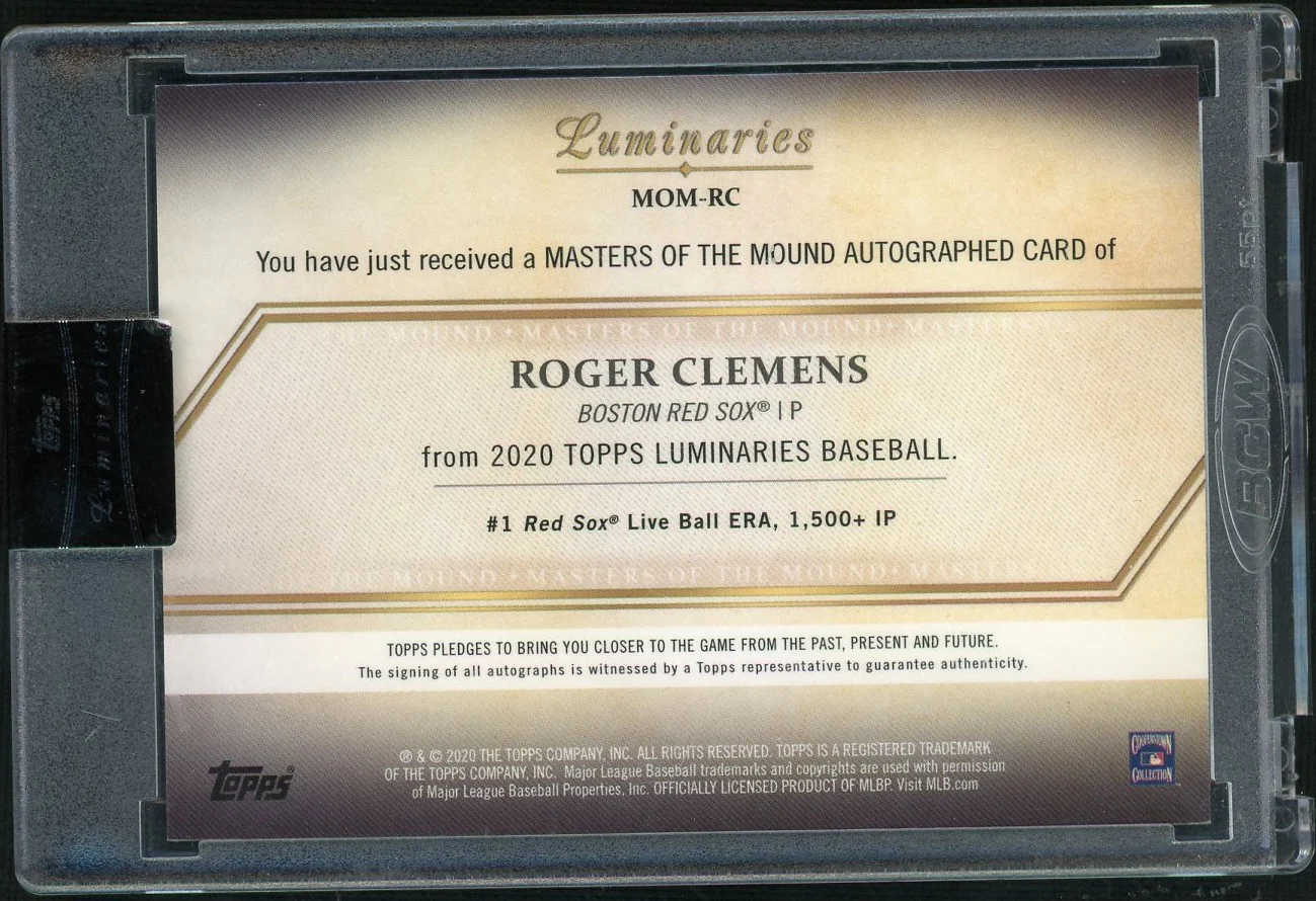 2020 Topps Luminaries MOM-RC Roger Clemens Masters of the Mound /25 Boston Red Sox Auto - Image 2