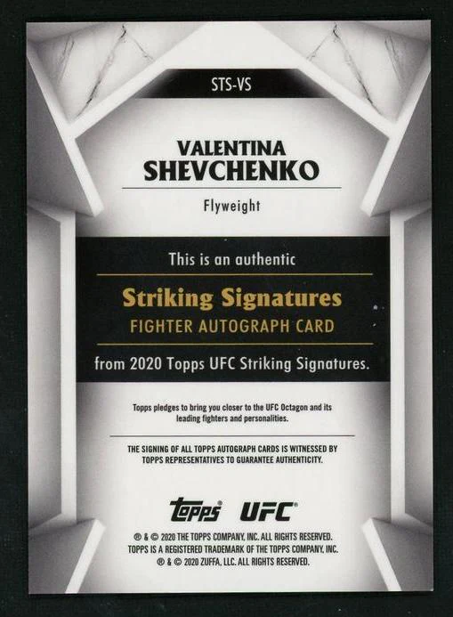 2020 Topps Striking Signatures STS-VS Valentina Shevchenko Striking Signatures /339 Auto - Image 2