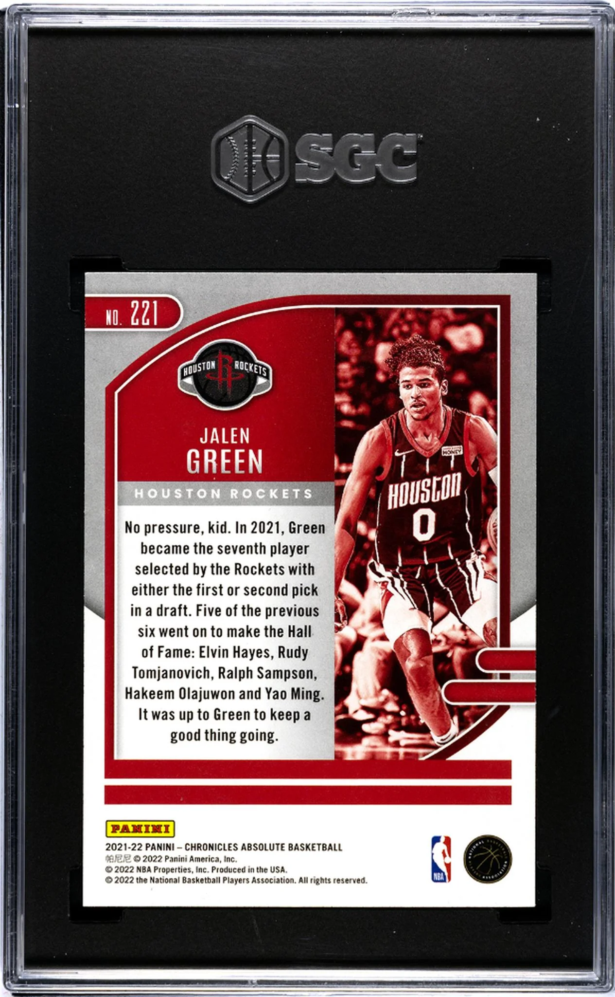 2021-22 Panini Chronicles #221 Jalen Green Absolute SGC 9.5 - Image 2