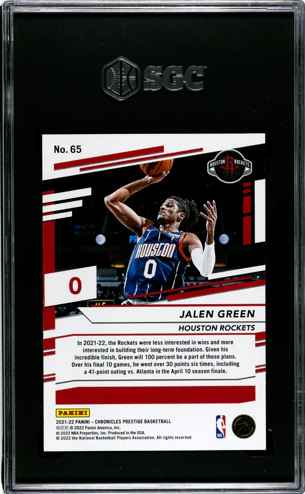 2021-22 Panini Chronicles #65 Jalen Green Prestige SGC 10 - Image 2