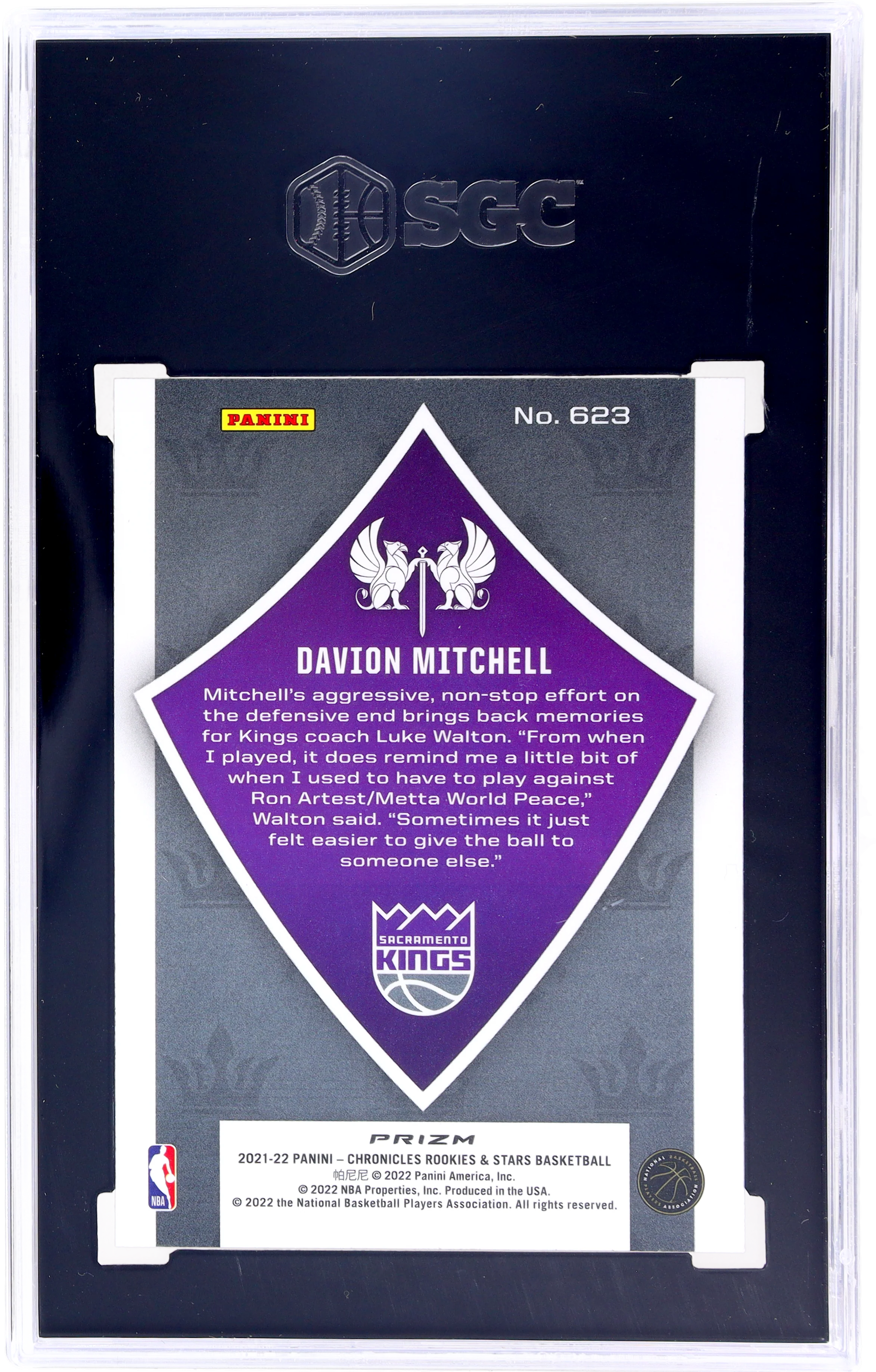 2021-22 Panini Chronicles Rookies & Stars Crusade Davion Mitchell #623 SGC 10 - Image 2