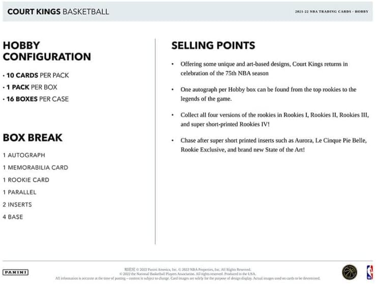 2021-22 Panini Court Kings Basketball Hobby Box - Image 2