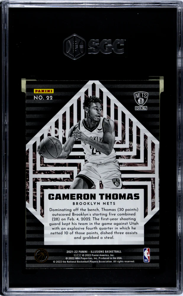 2021-22 Panini Illusions #22 Cameron Thomas Instant Impact SGC 10 - Image 2