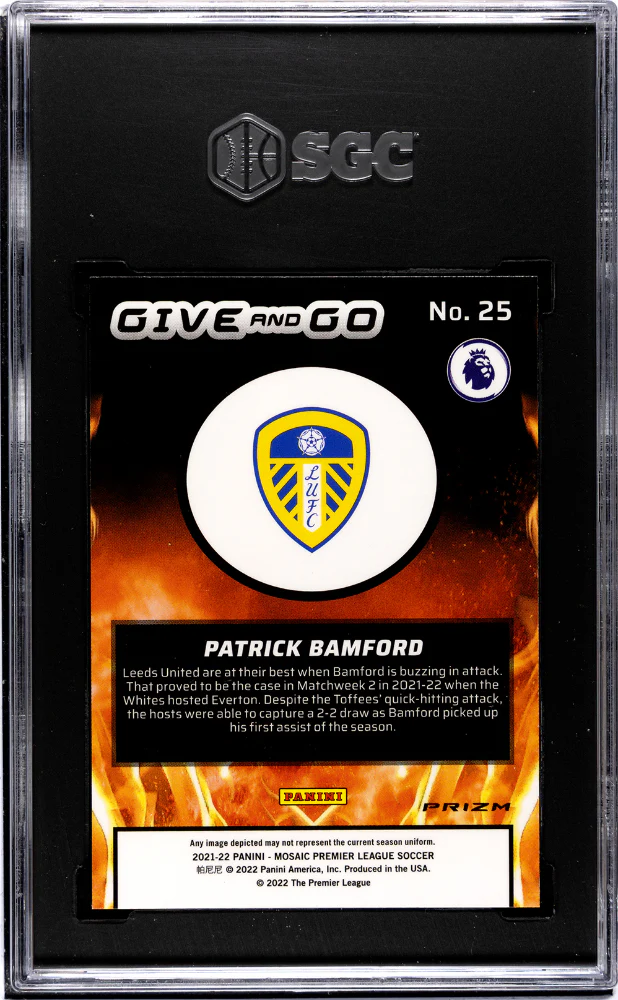 2021-22 Panini Mosaic Premier League #25 Patrick Bamford Give And Go Mosaic Prizm SGC 10 - Image 2