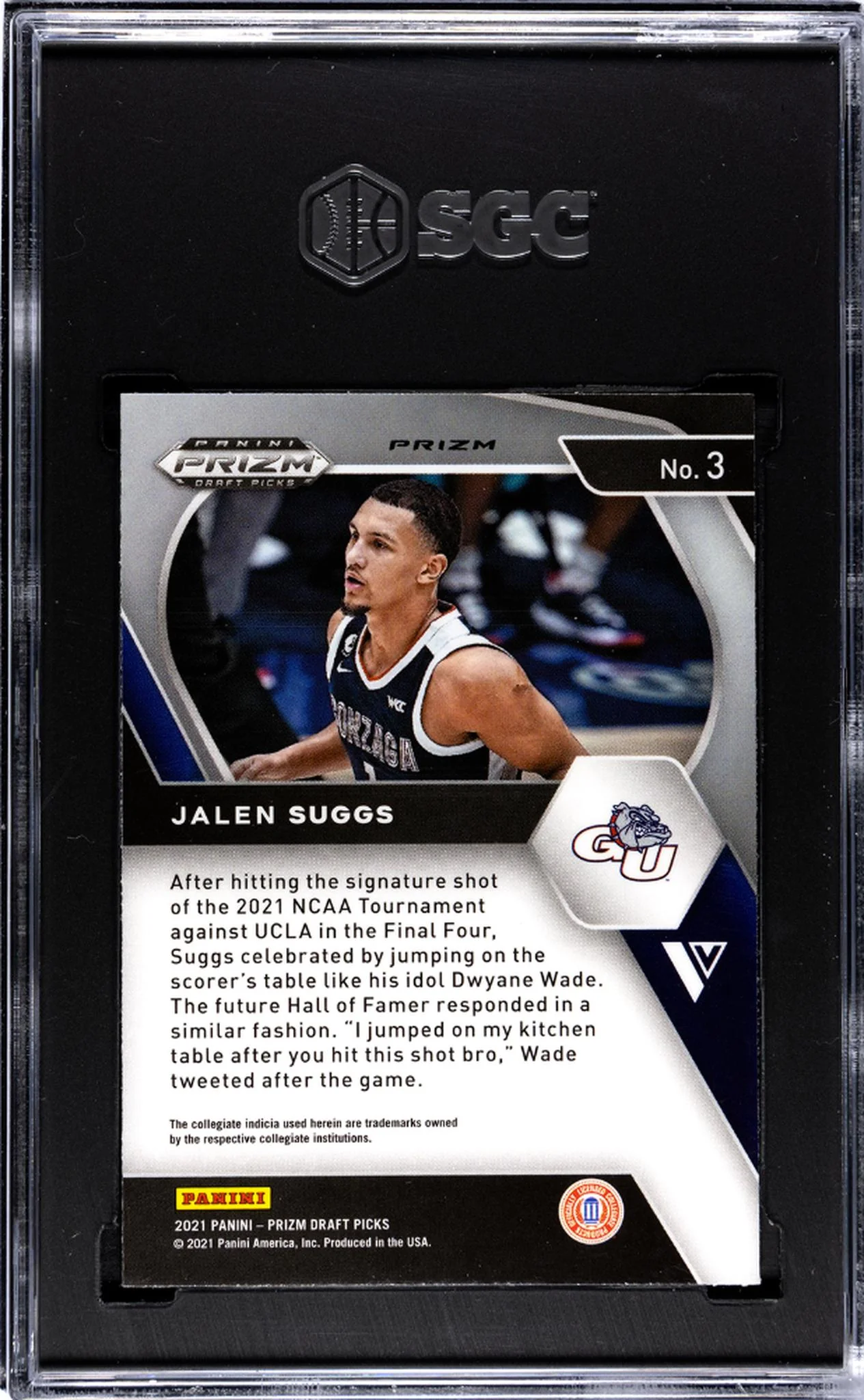 2021-22 Panini Prizm Draft Picks Purple Wave Jalen Suggs #3 RC SGC 9.5 - Image 2
