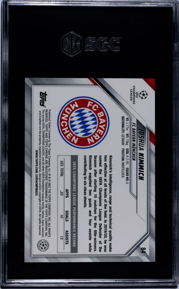 2021-22 Topps Chrome Ucl #84 Joshua Kimmich Speckle Refractor SGC 10 - Image 2