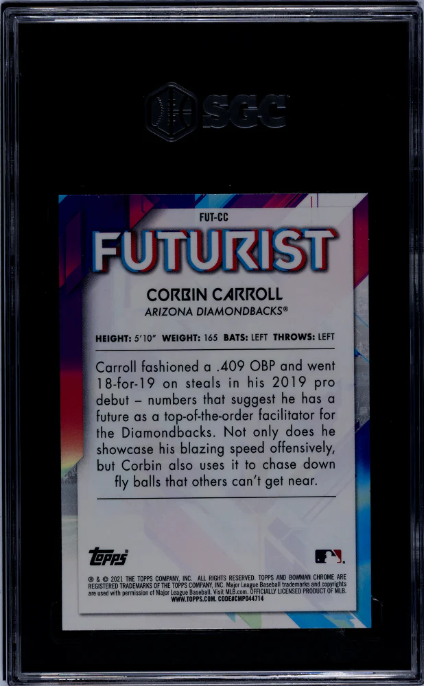 2021 Bowman Chrome Mega Box #FUT-CC Corbin Carroll Futurist SGC 10 - Image 2