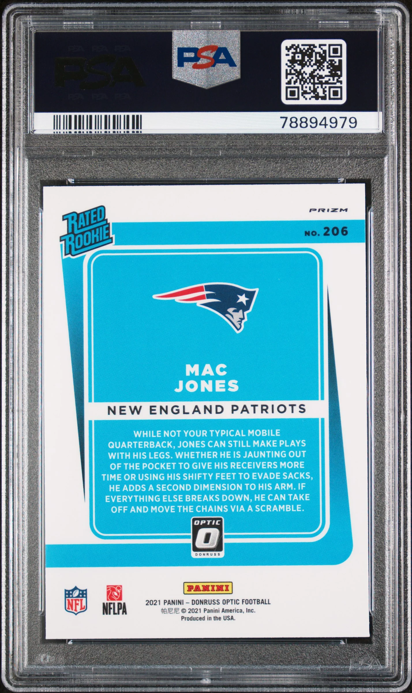 2021 Donruss Optic Green Velocity Mac Jones #206 PSA 10 - Image 2