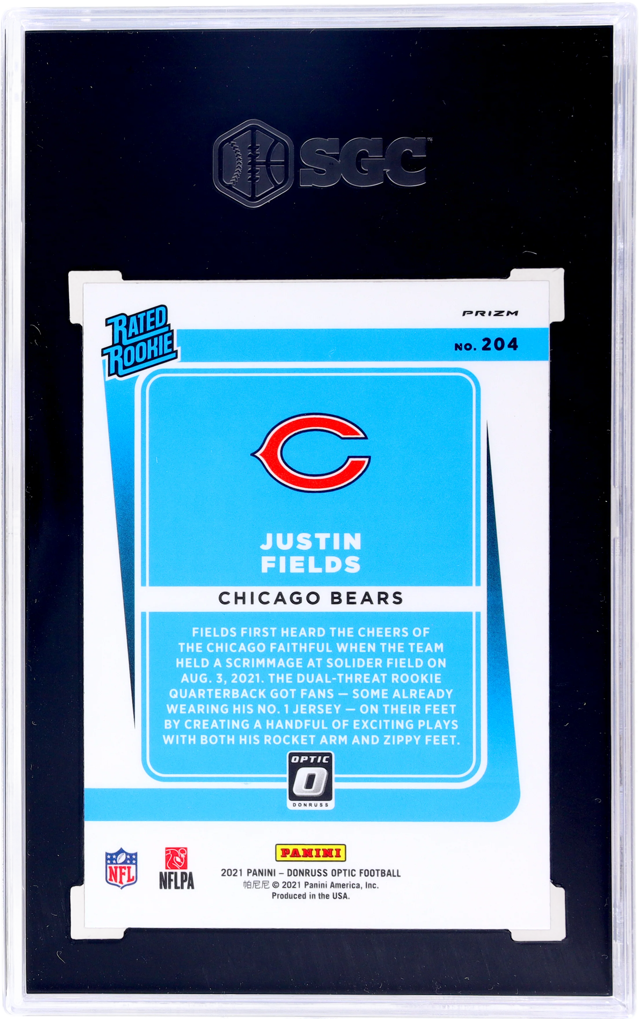 2021 Donruss Optic Red Hyper Prizm Justin Fields #204 RC SGC 9 - Image 2