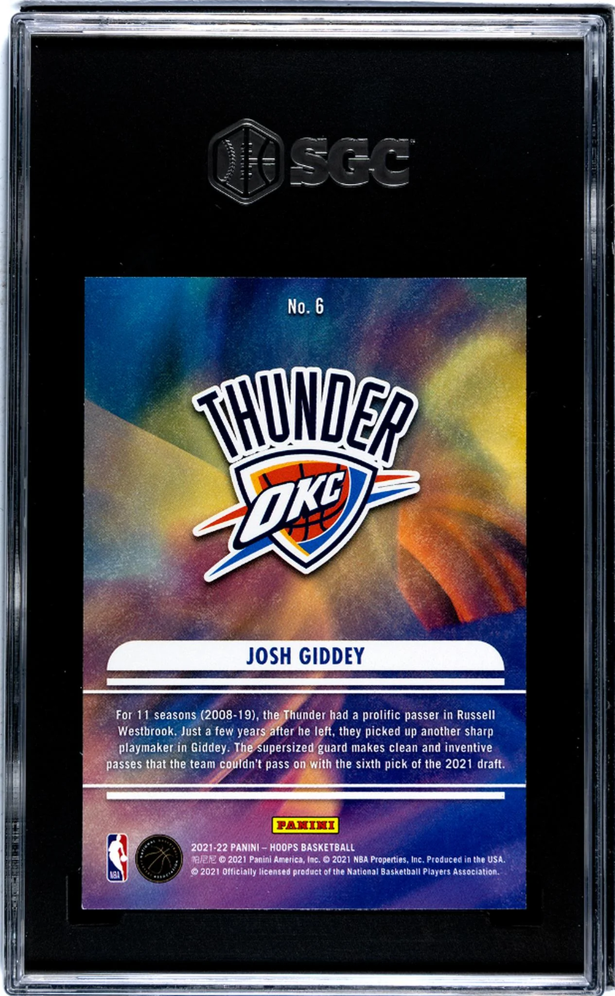2021 Hoops #6 Josh Giddey We Got Next SGC 9.5 - Image 2