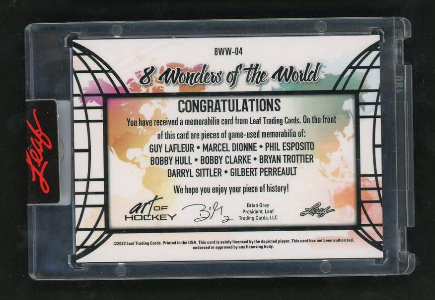 2021 Leaf Art of Hockey 8WW-04 Guy Lafleur Phil Esposito Bobby Clarke Darryl Sittler Marcel Dionne Bobby Hull Bryan Trottier 8 Wonders of the World - Image 2