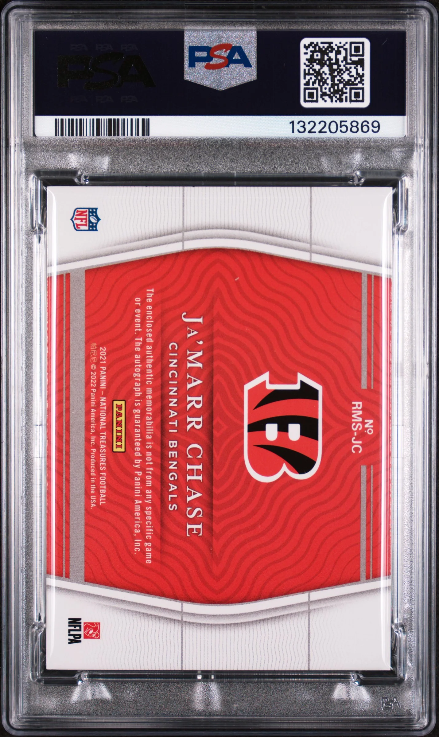 2021 National Treasures Rookie Material Signature Ja'Marr Chase #RMS-JC /99 PSA 8 - Image 2