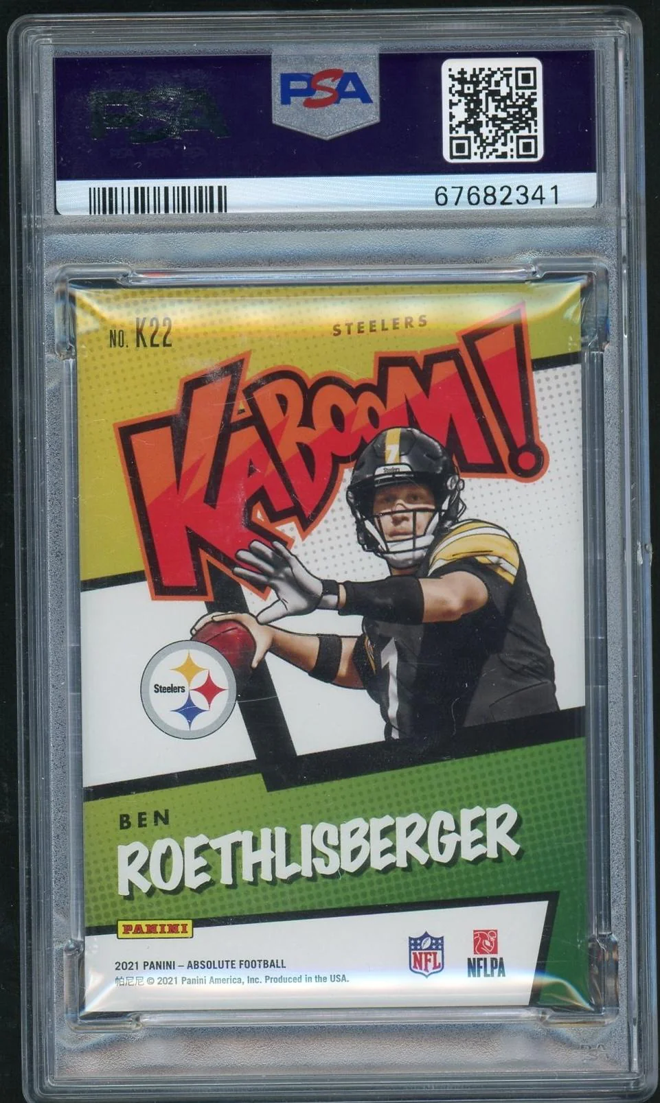 2021 Panini Absolute Kaboom! Ben Roethlisberger #K-22 PSA 9 - Image 2