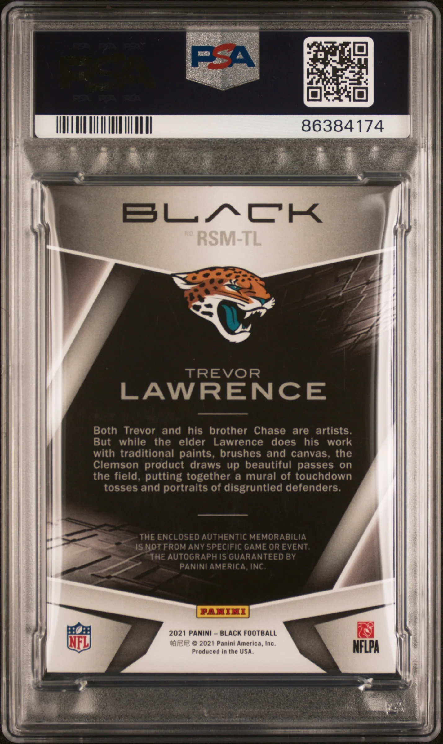 2021 Panini Black Rookie Signature Materials Ruby Trevor Lawrence #RSMTL /15 PSA 5 - Image 2