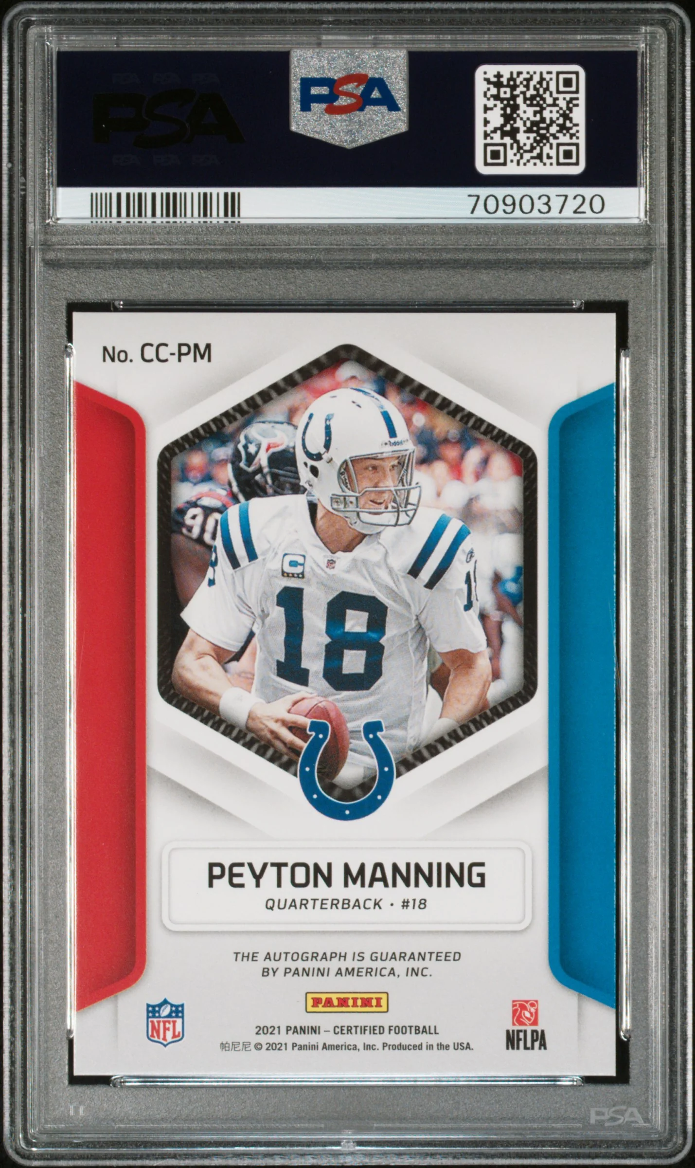 2021 Panini Certified Canton Certified Signatures Gold Peyton Manning #CC-PM /10 PSA 9 - Image 2